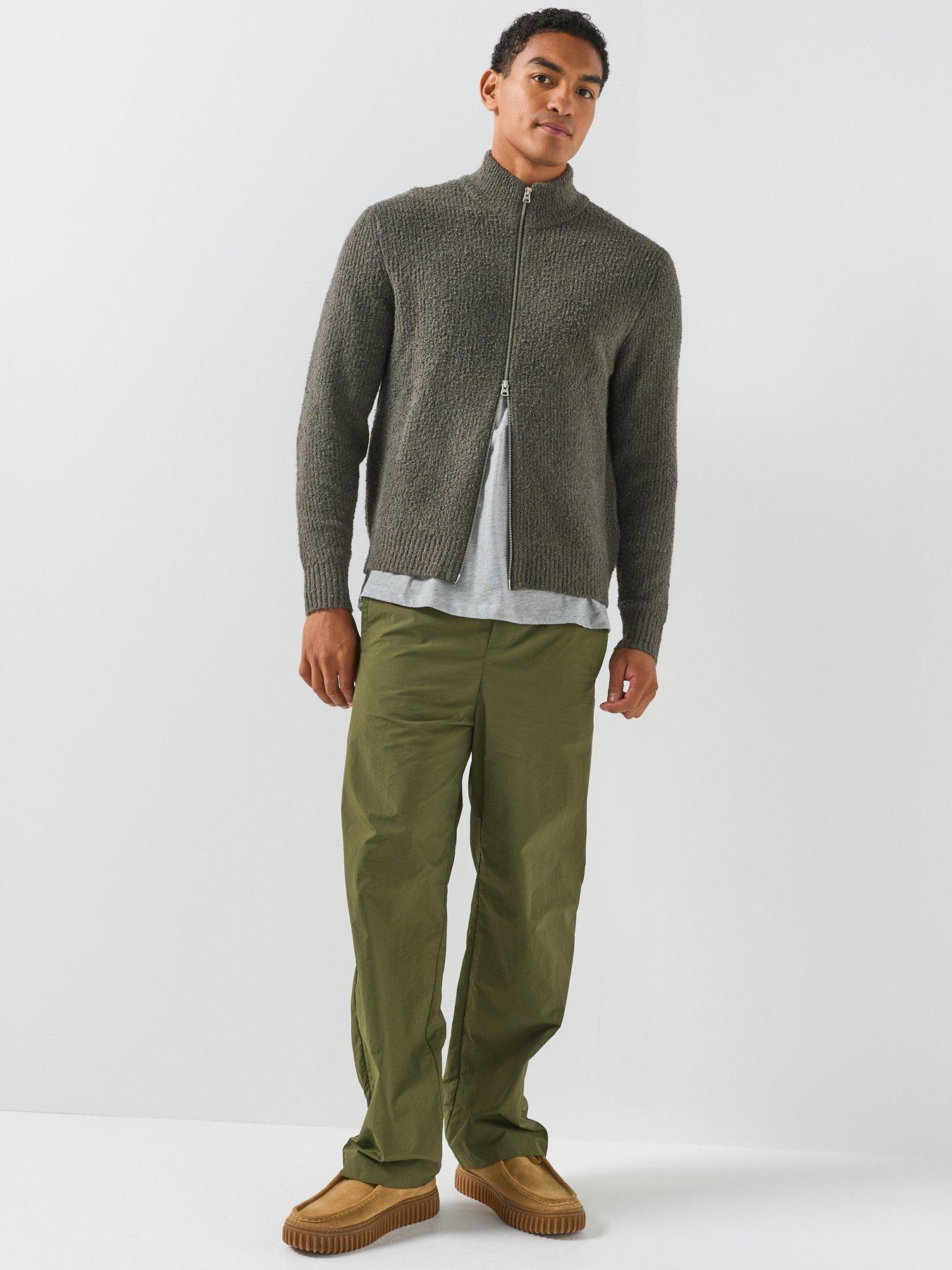 Image 3 of 6 of ONLY & SONS Mens Textured Zip Through High Neck Cardigan - Beluga