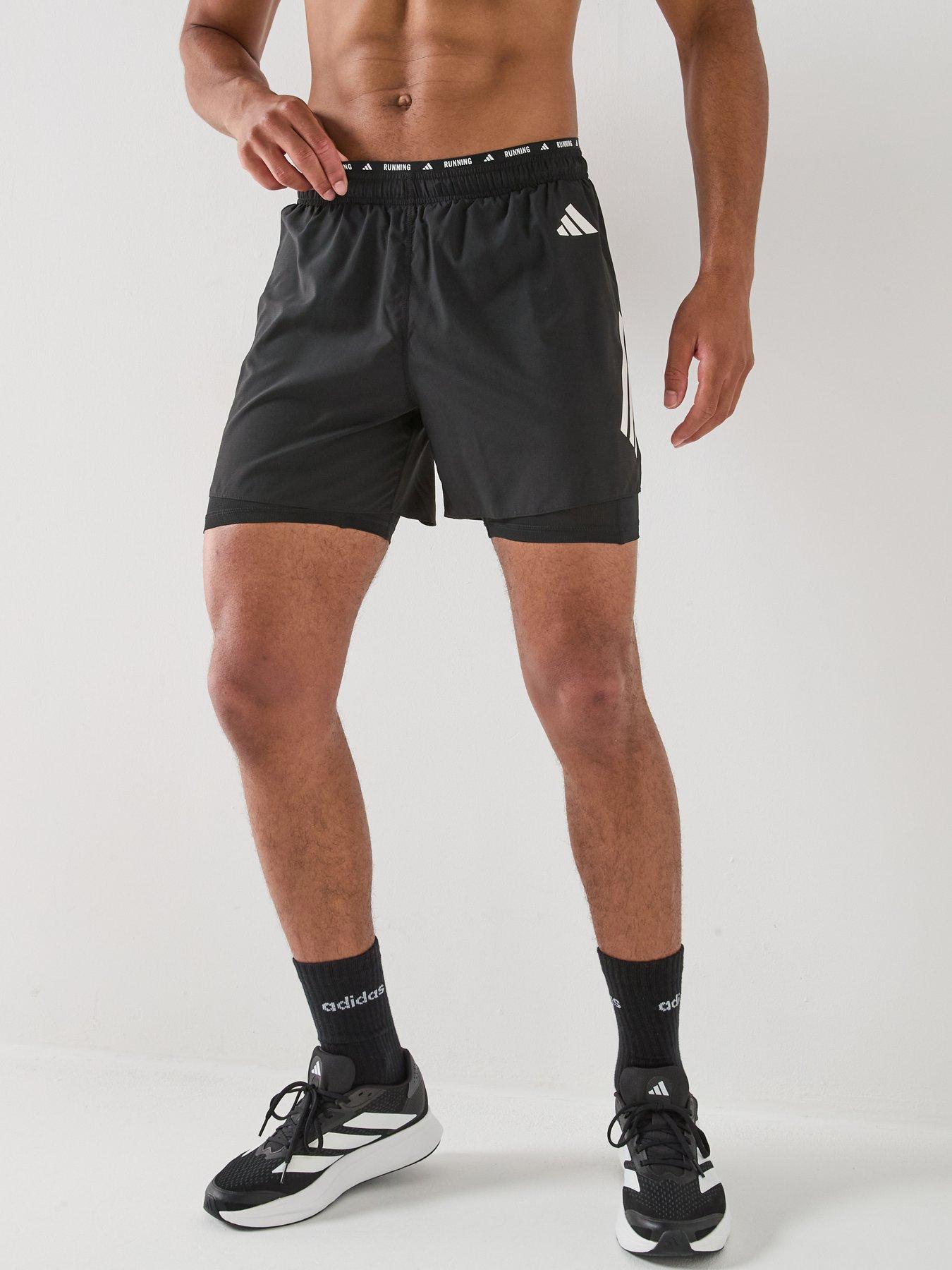 adidas Mens Running Adi365 Iconic Stripes 2in1 Shorts - Black
