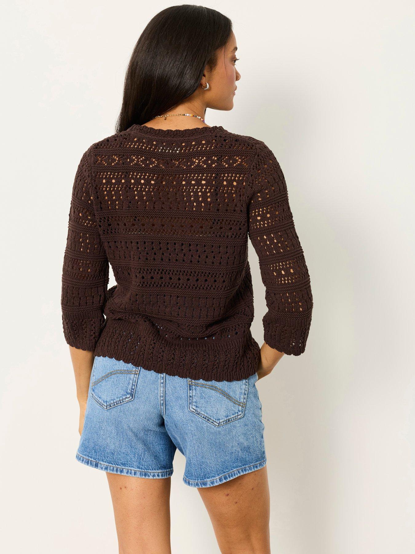 Image 2 of 6 of FatFace Orla Pointelle Jumper - Brown