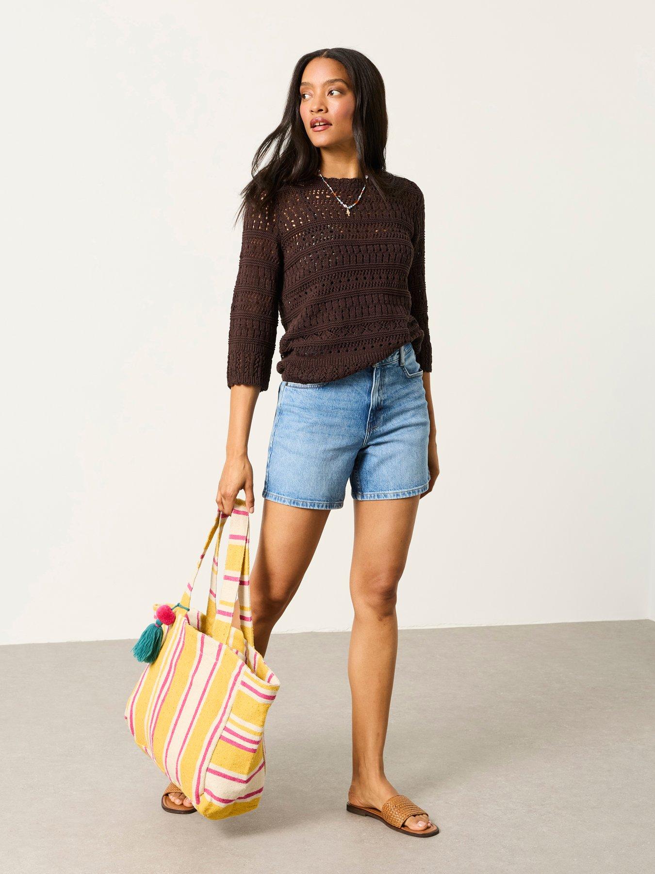 Image 3 of 6 of FatFace Orla Pointelle Jumper - Brown