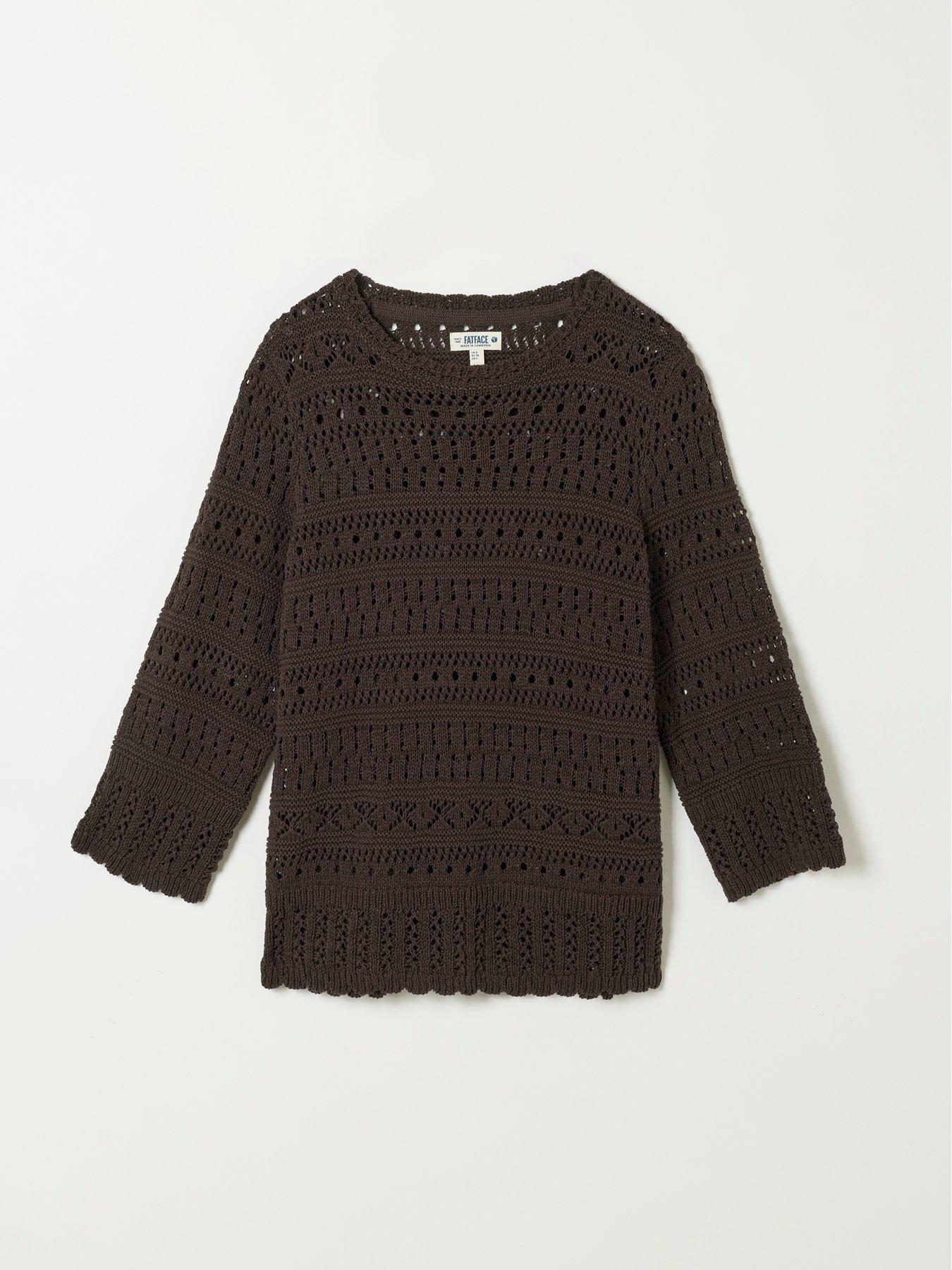 Image 6 of 6 of FatFace Orla Pointelle Jumper - Brown