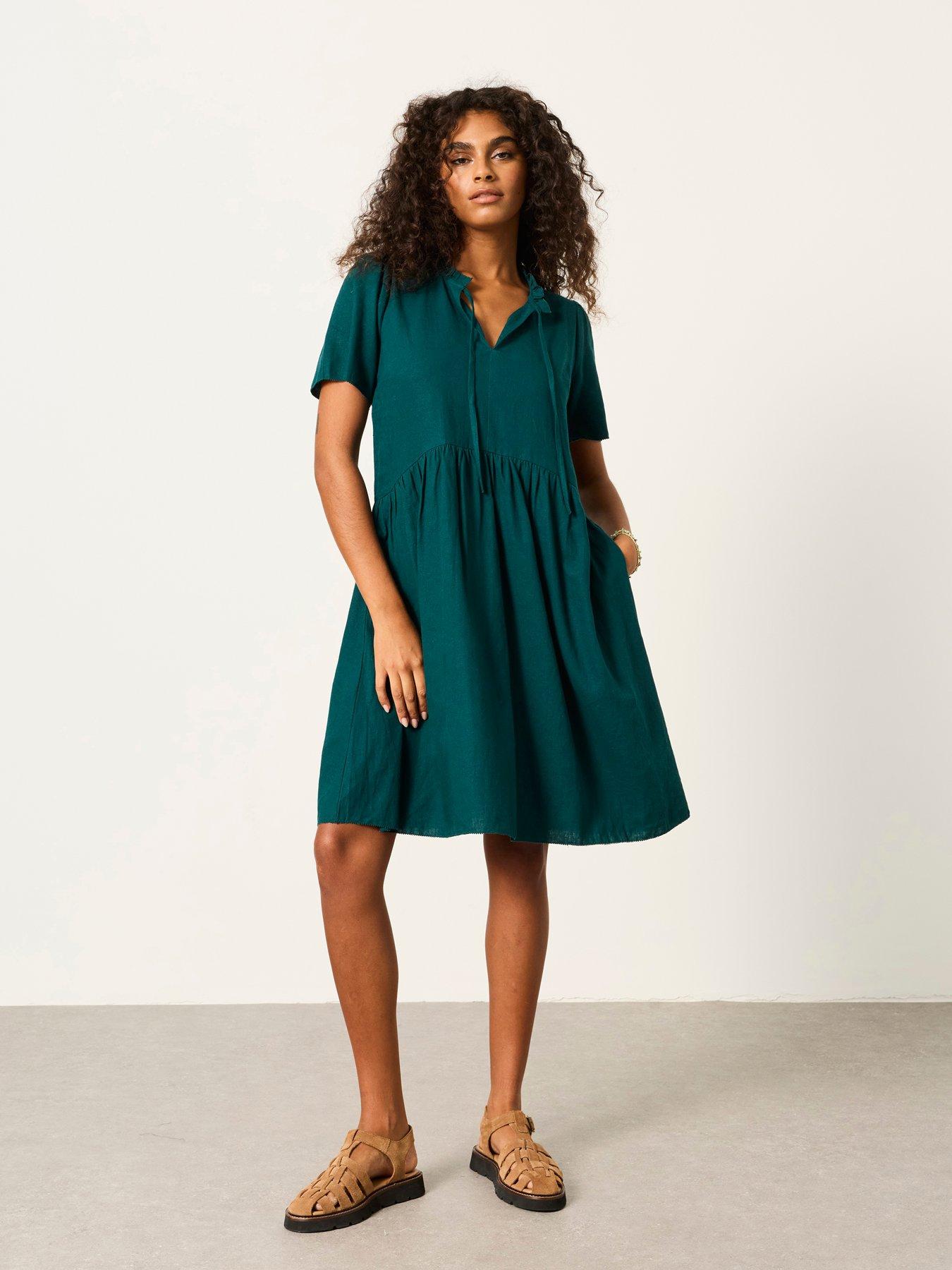 FatFace Immy Linen Dress - Teal