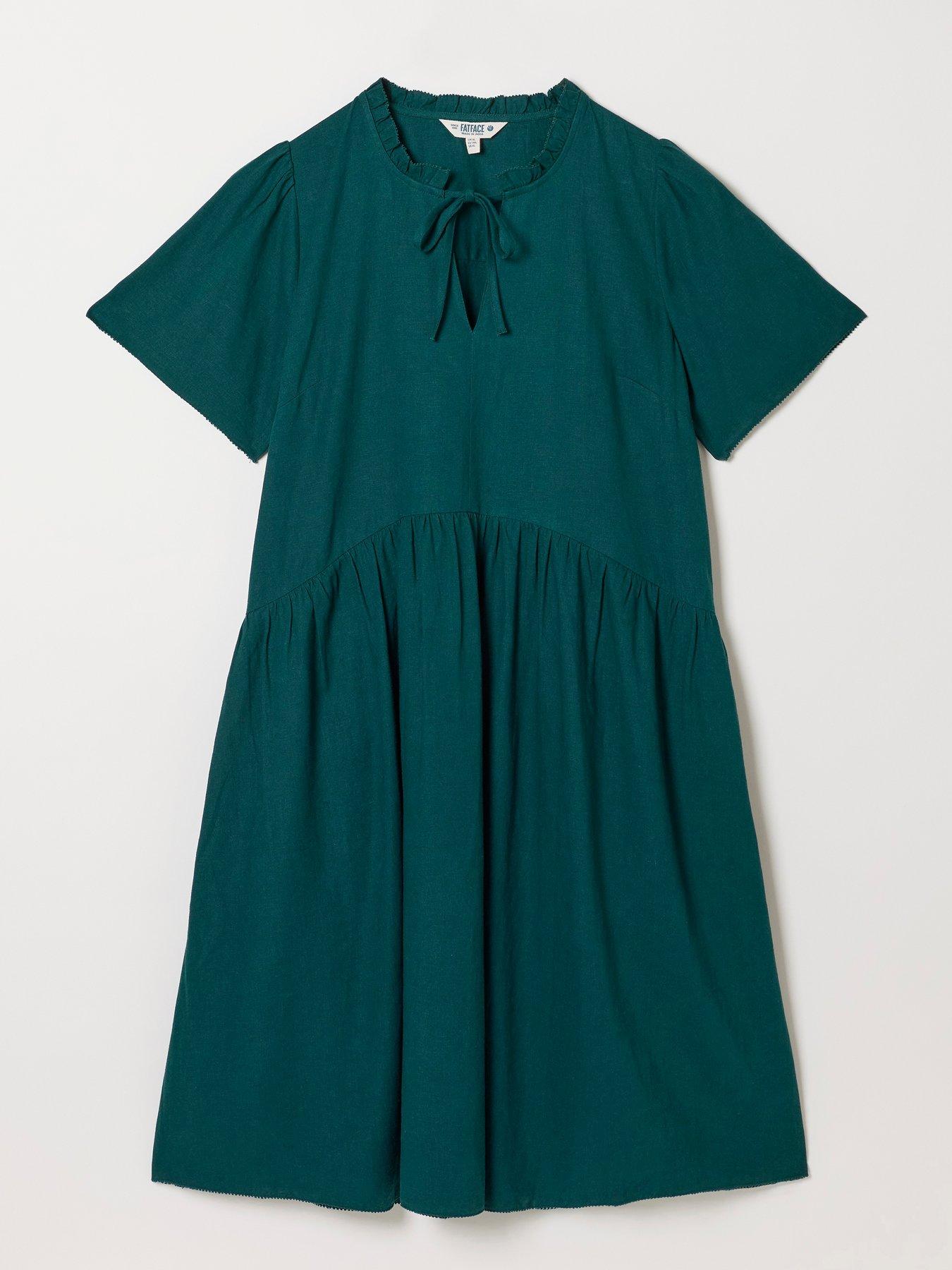 Image 5 of 5 of FatFace Immy Linen Dress - Teal
