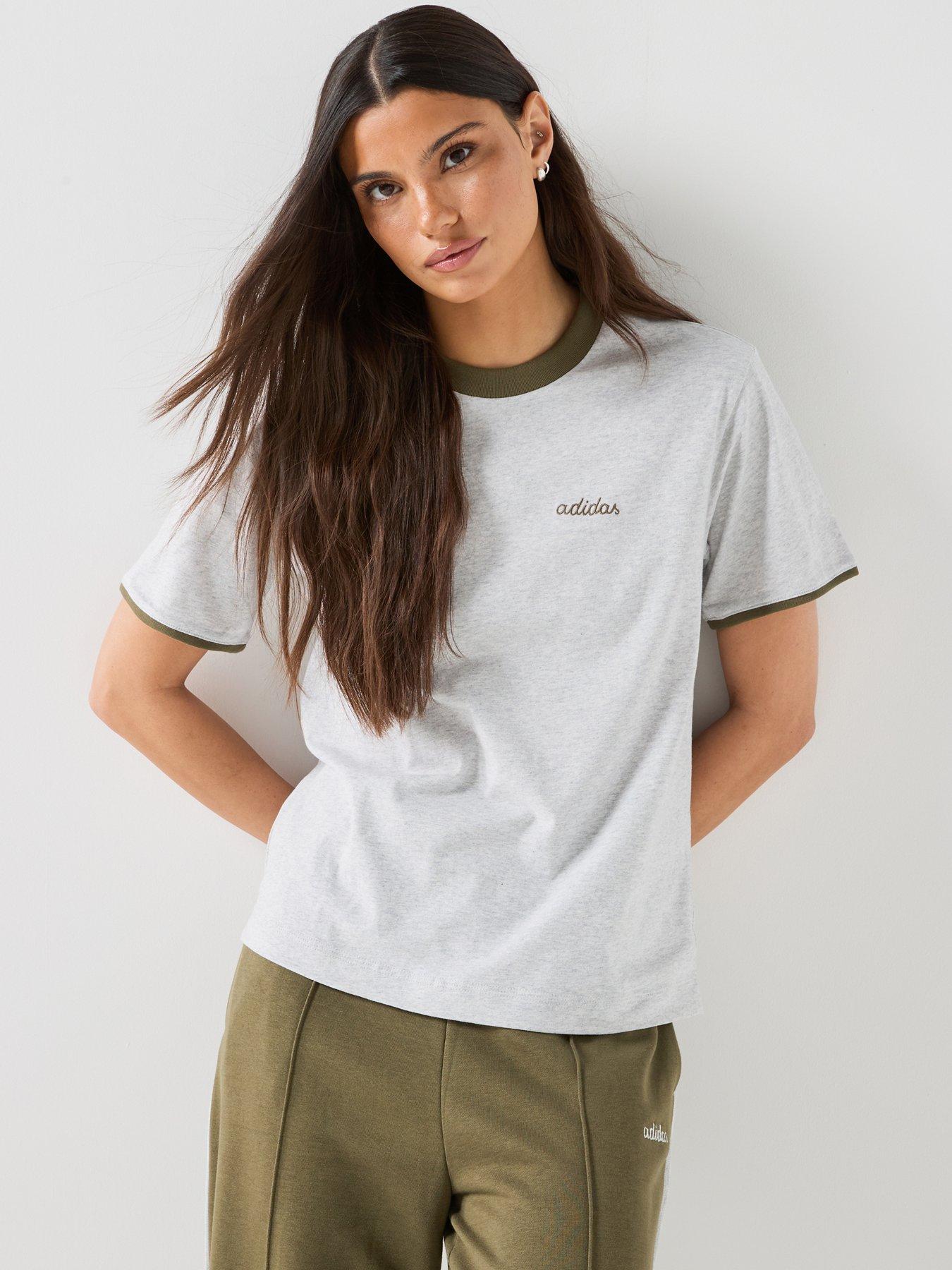 adidas Sportswear Womens Essentials Colorpop T-Shirt With Embroidered Graphic - Grey