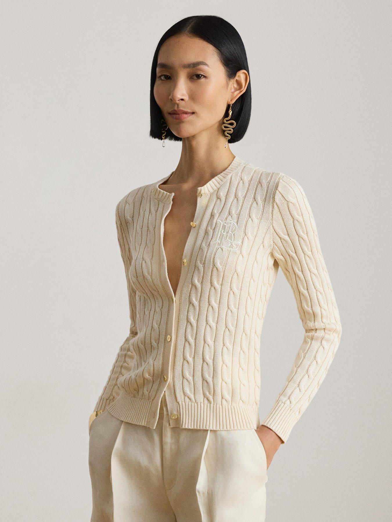 Lauren by Ralph Lauren Cable-Knit Cotton-Blend Cardigan - Mascarpone Cream