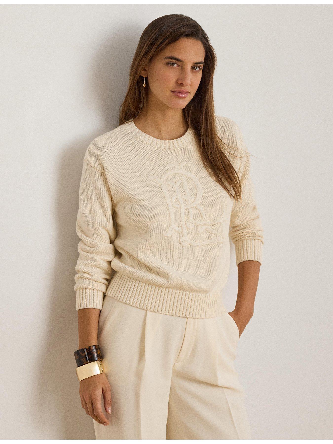Lauren by Ralph Lauren Embroidered-Logo Combed Cotton Jumper - Mascarpone Cream