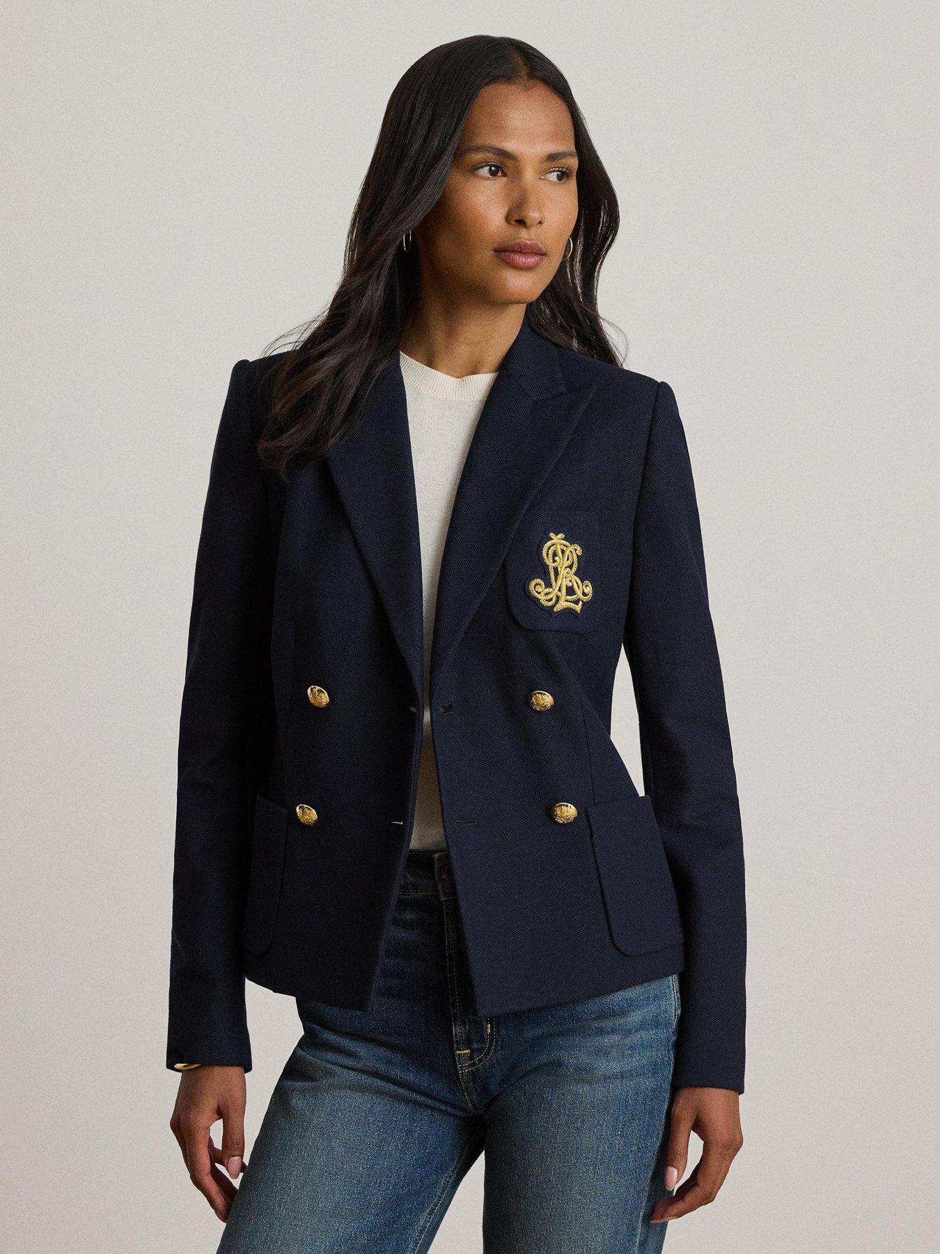 Lauren by Ralph Lauren Double-Breasted Stretch Piqué Blazer - Lauren Navy