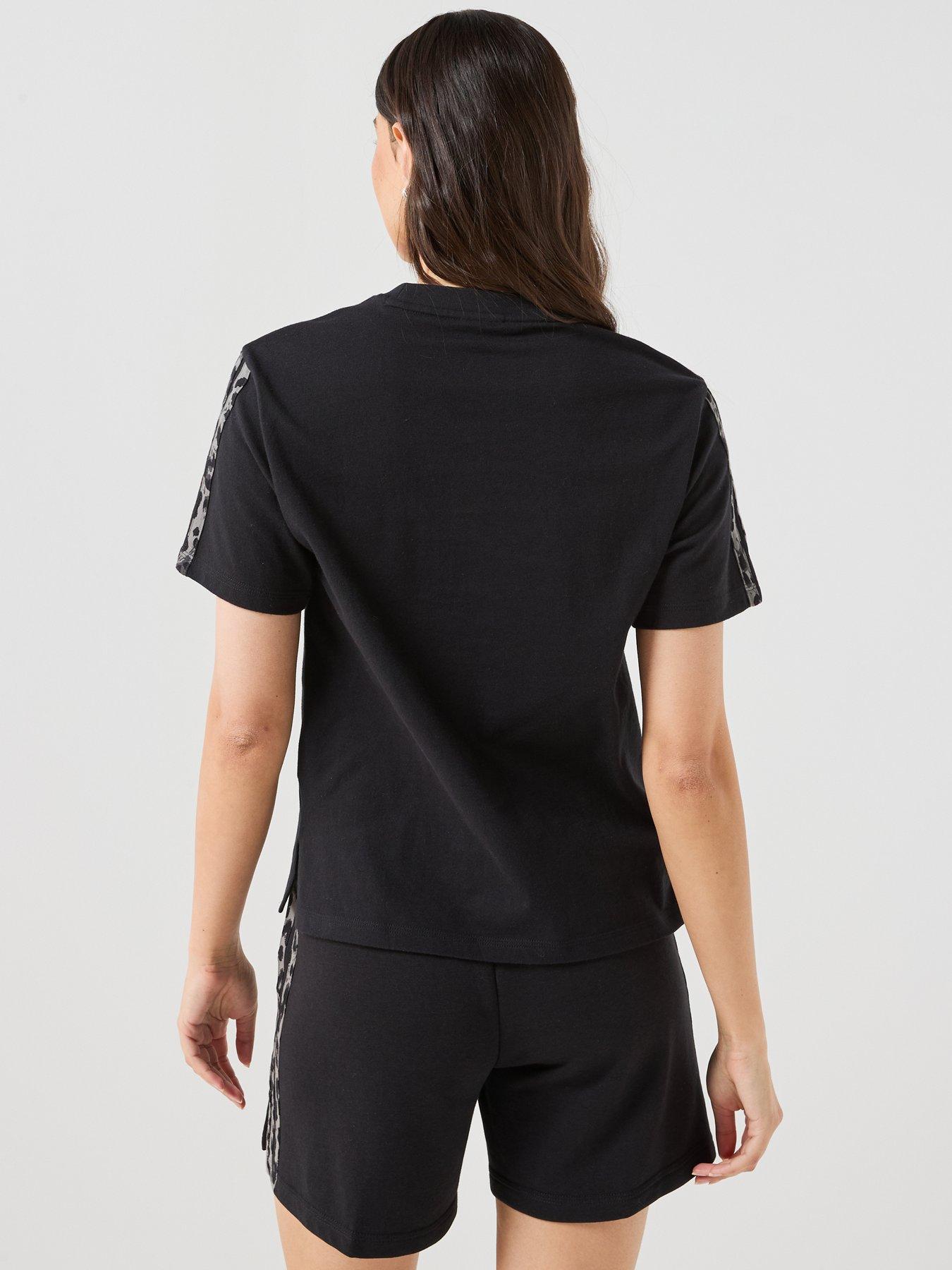 Image 2 of 6 of adidas Sportswear Womens Essentials Animal Print 3-Stripes T-Shirt - Black