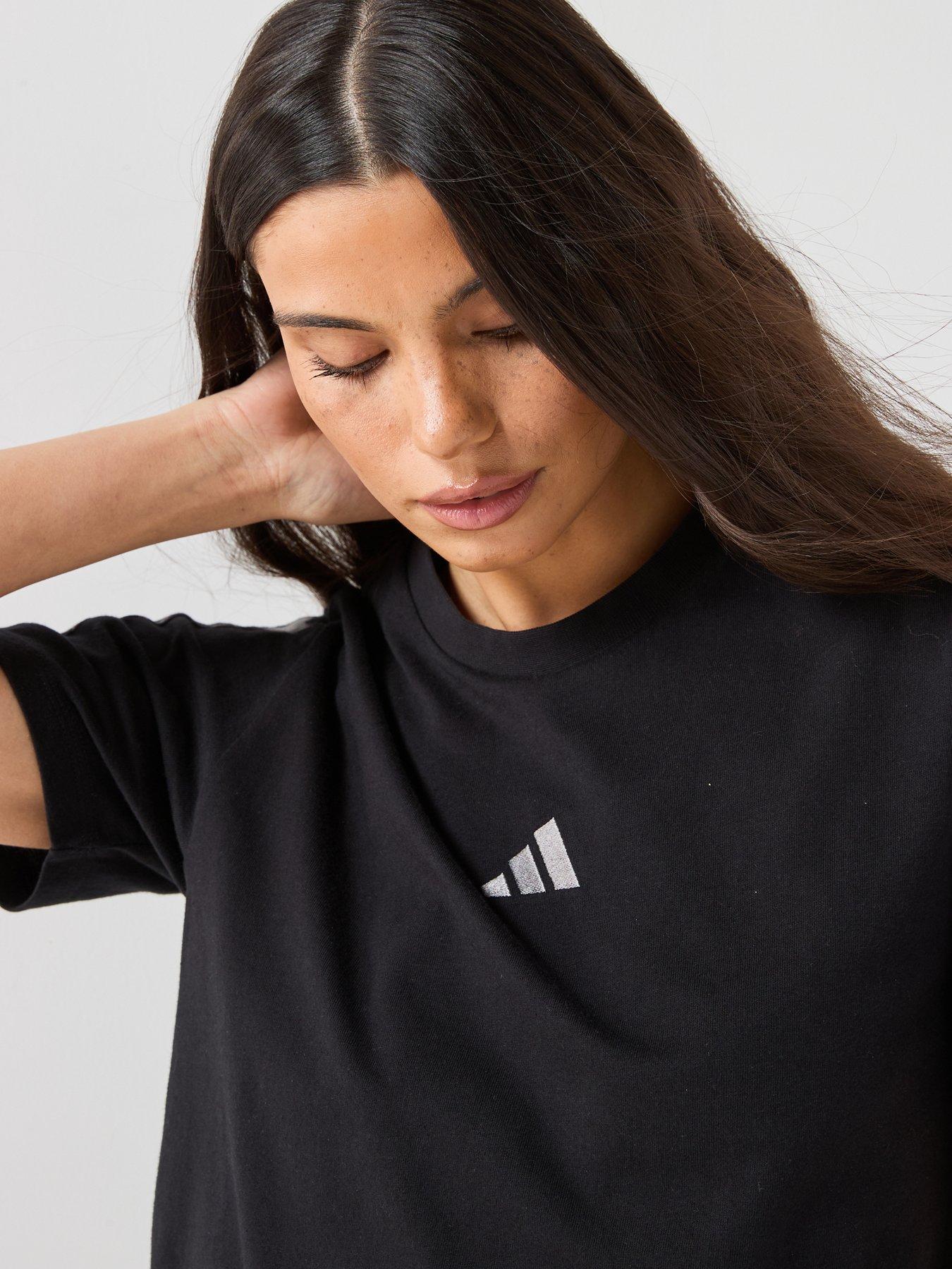 Image 4 of 6 of adidas Sportswear Womens Essentials Animal Print 3-Stripes T-Shirt - Black