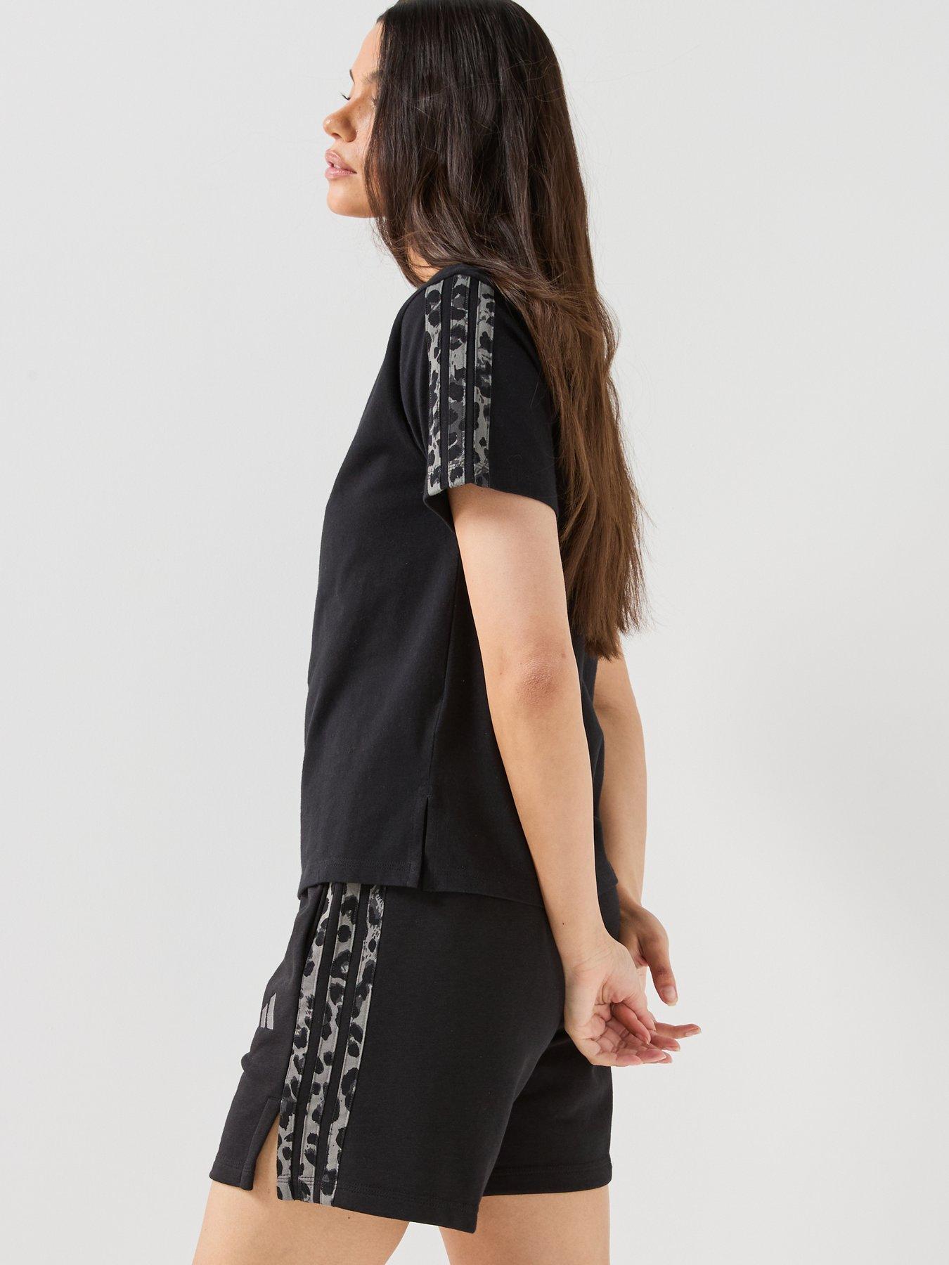 Image 5 of 6 of adidas Sportswear Womens Essentials Animal Print 3-Stripes T-Shirt - Black