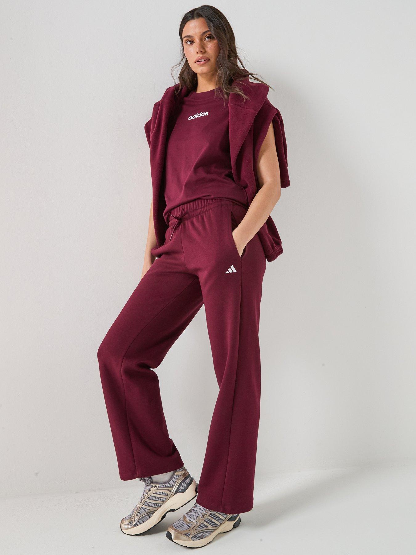 Image 3 of 6 of adidas Sportswear Womens Essentials Feelcozy Open-hem Pants - Red