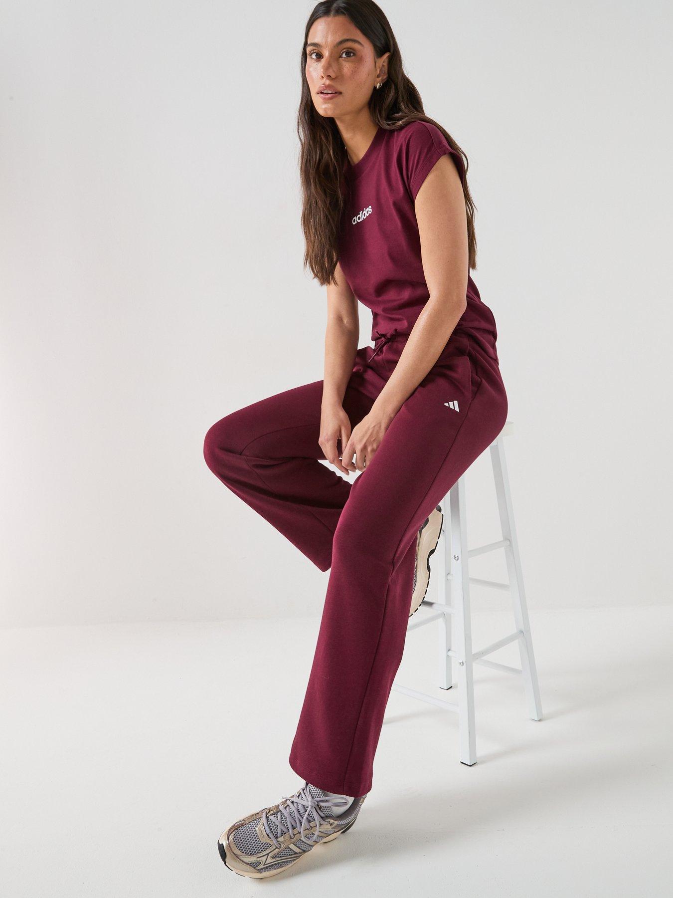 Image 4 of 6 of adidas Sportswear Womens Essentials Feelcozy Open-hem Pants - Red