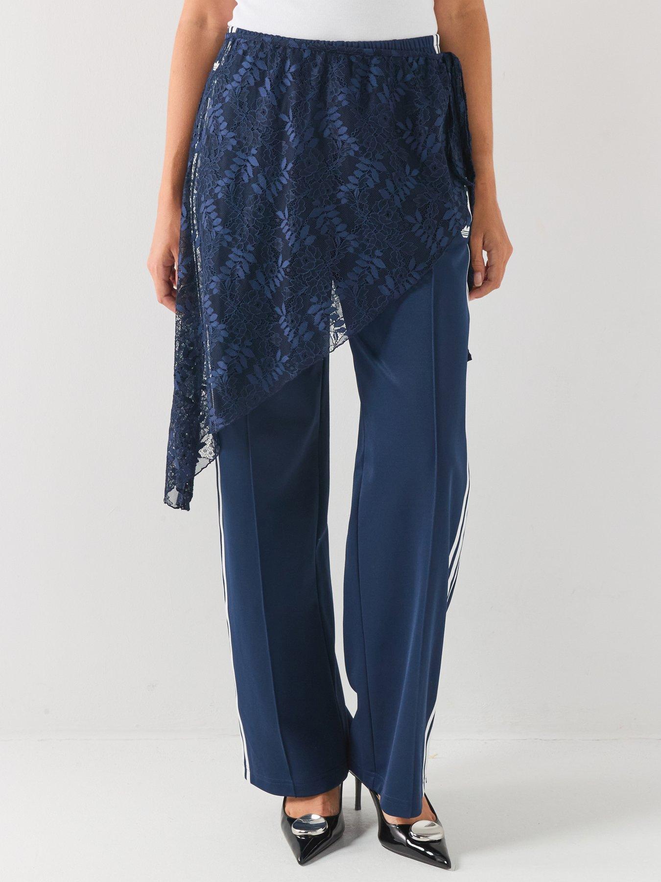 adidas Originals Women's Lace Overlay Wide Leg Track Pants - Blue