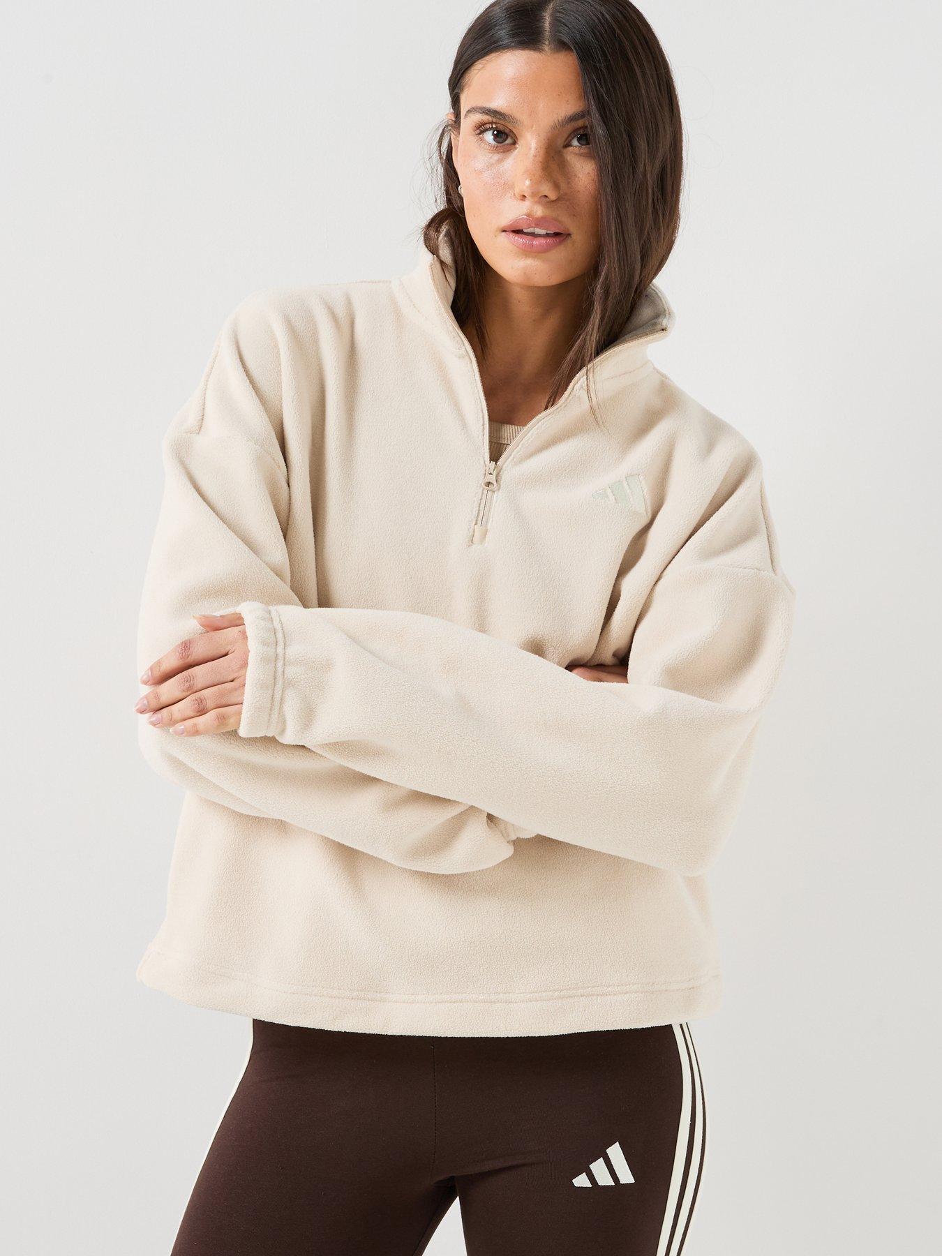 Image 1 of 6 of adidas Sportswear Womens Polar Fleece Quarter-zip - Beige