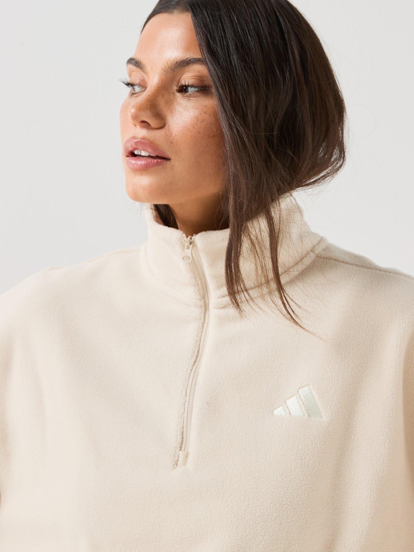 Image 4 of 6 of adidas Sportswear Womens Polar Fleece Quarter-zip - Beige