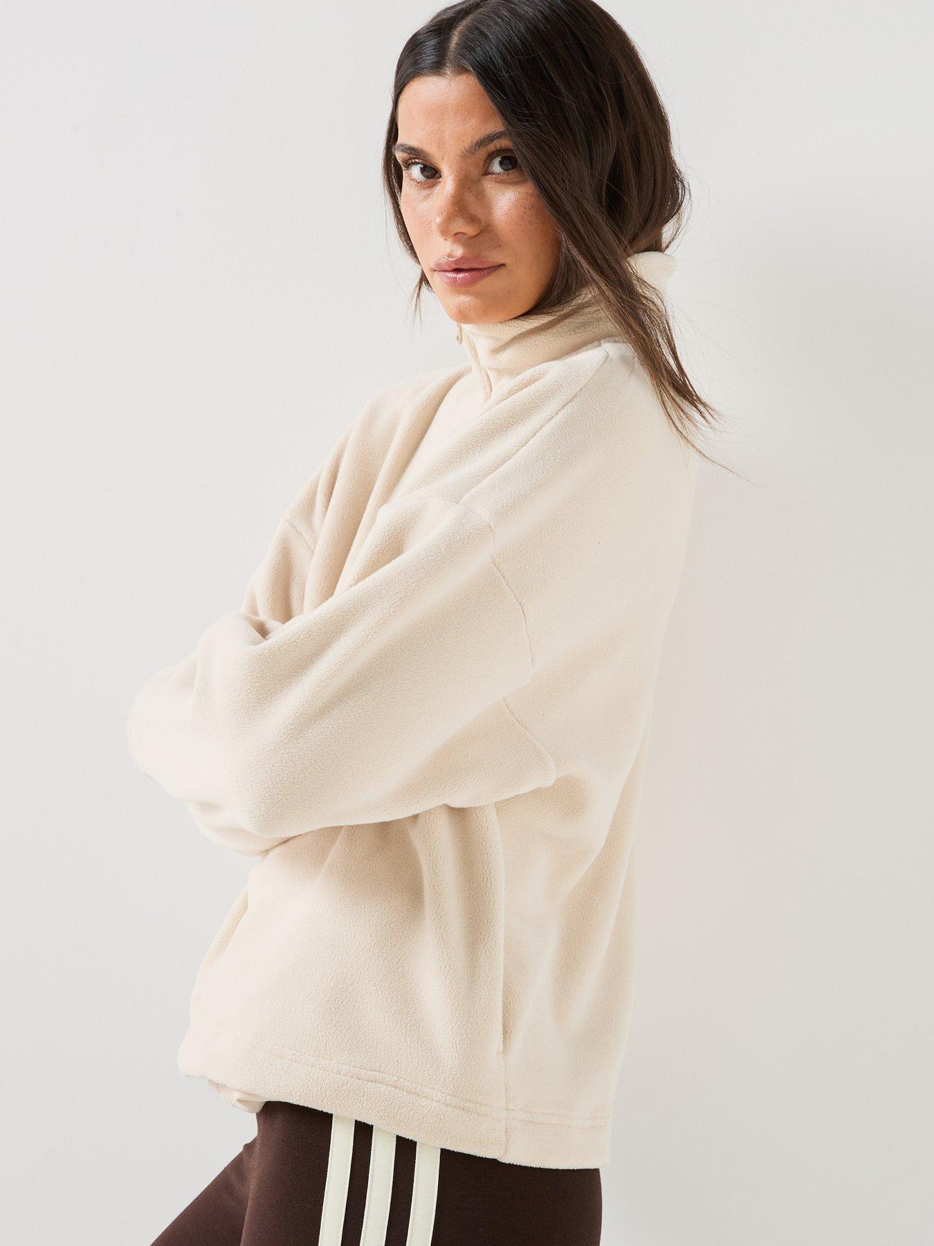 Image 6 of 6 of adidas Sportswear Womens Polar Fleece Quarter-zip - Beige