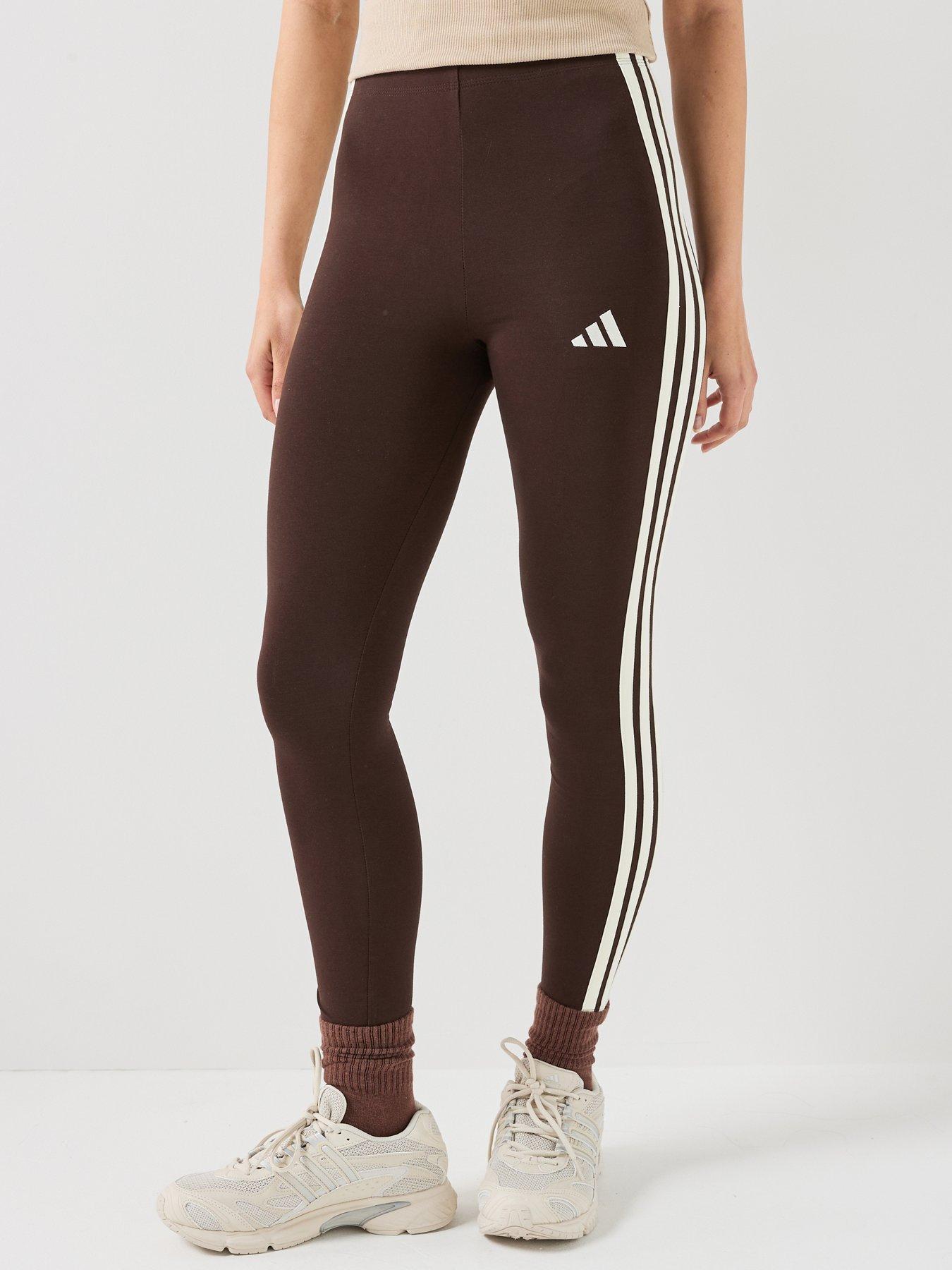 adidas Sportswear Women's Essentials 3-Stripes Cotton Leggings - Brown