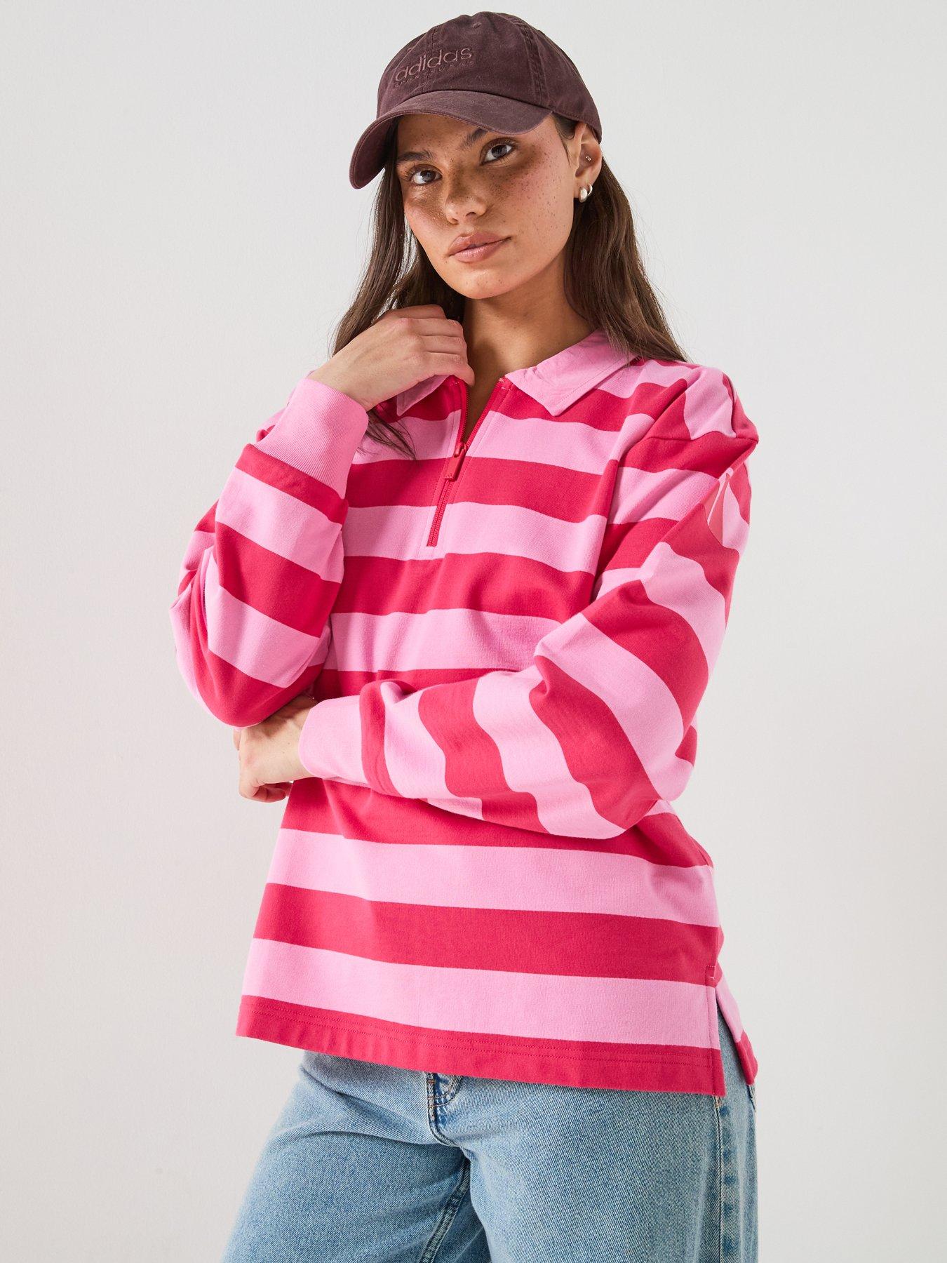 adidas Sportswear Womens Essentials Contemporary French Terry Longsleeve Polo - Pink