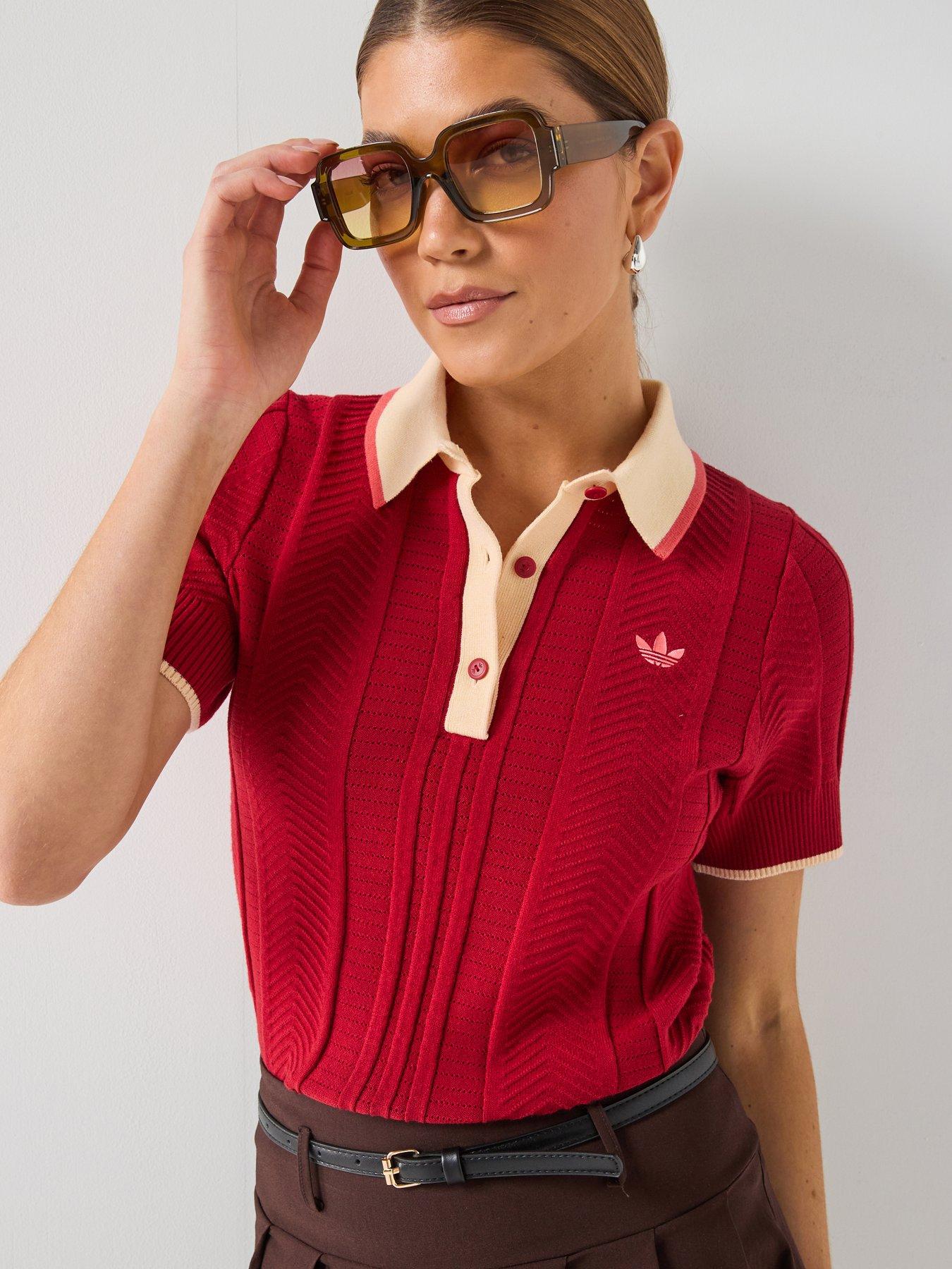 adidas Originals Womens Polo Short Sleeve Top - Red