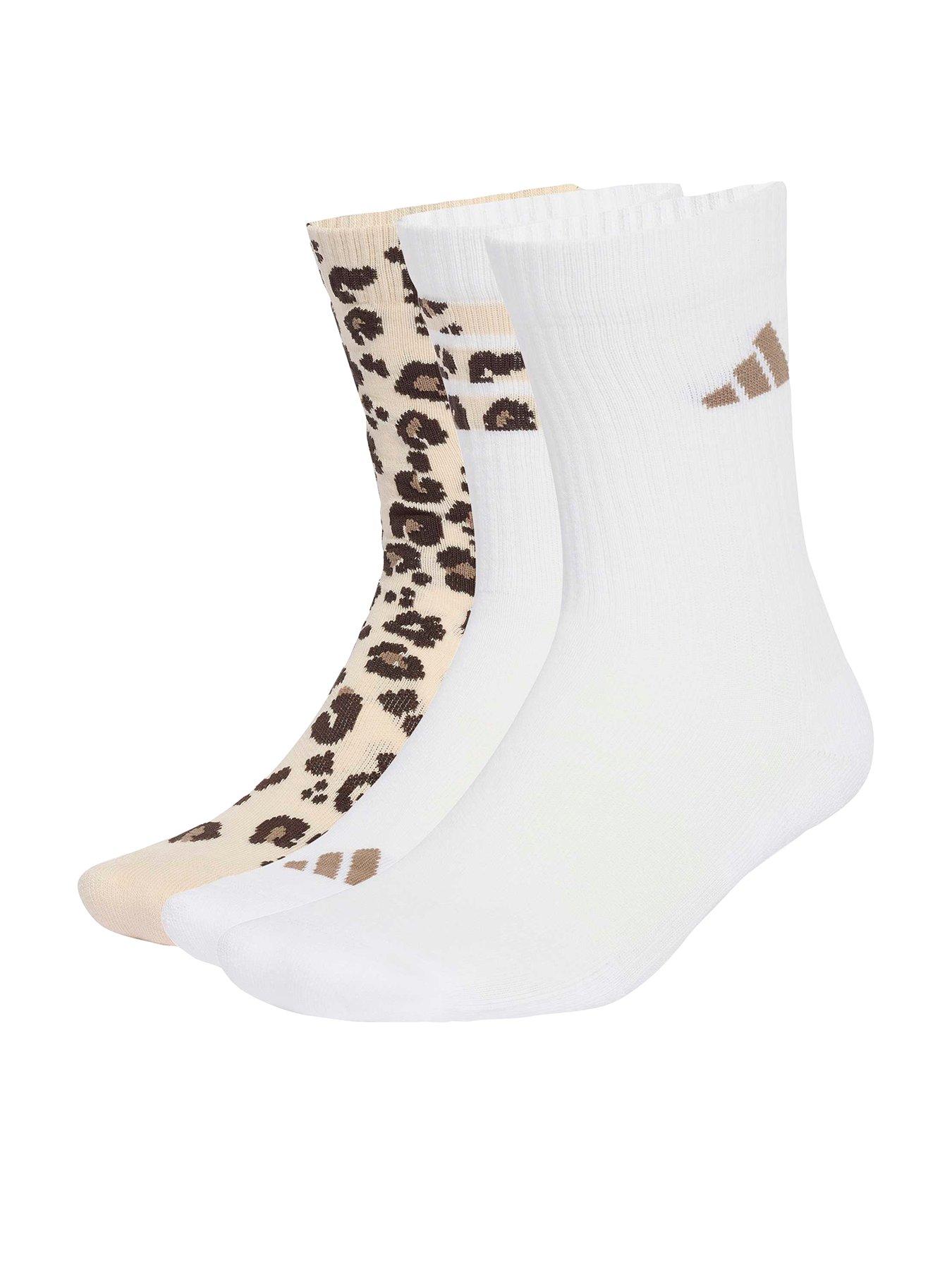 Image 1 of 4 of adidas Sportswear Womens Leopard Print Socks 3 Pack - Beige
