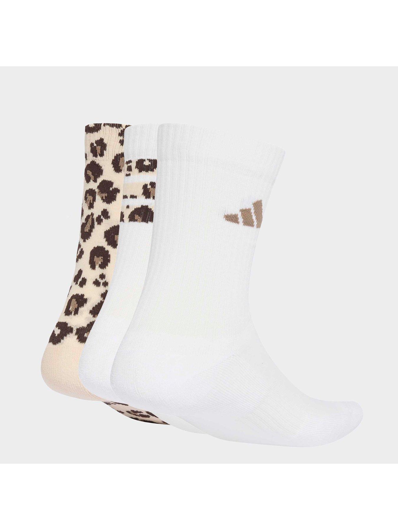 Image 2 of 4 of adidas Sportswear Womens Leopard Print Socks 3 Pack - Beige
