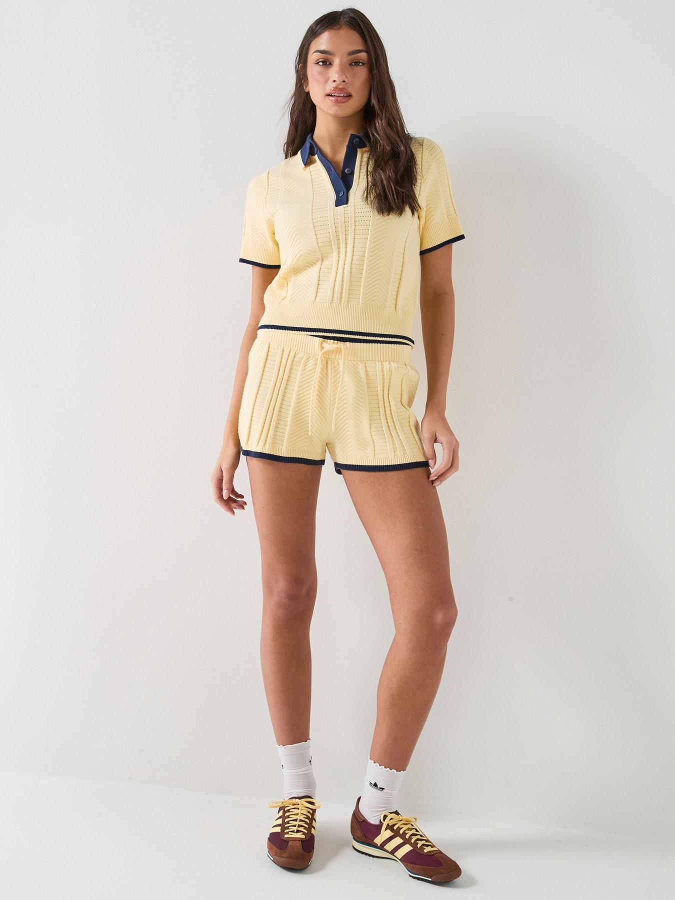 Image 3 of 5 of adidas Originals Womens Cable Knit Shorts - Yellow