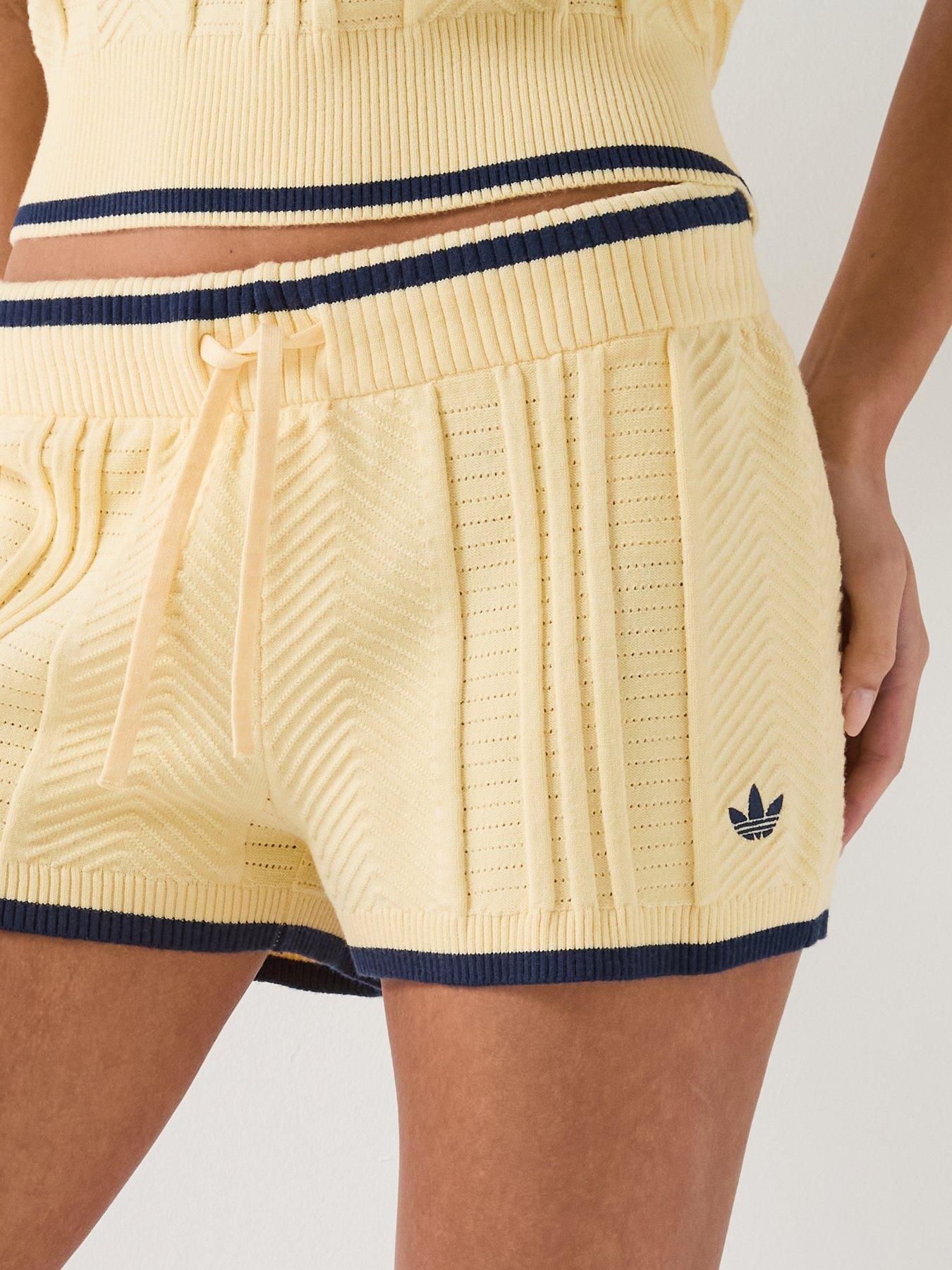 Image 5 of 5 of adidas Originals Womens Cable Knit Shorts - Yellow