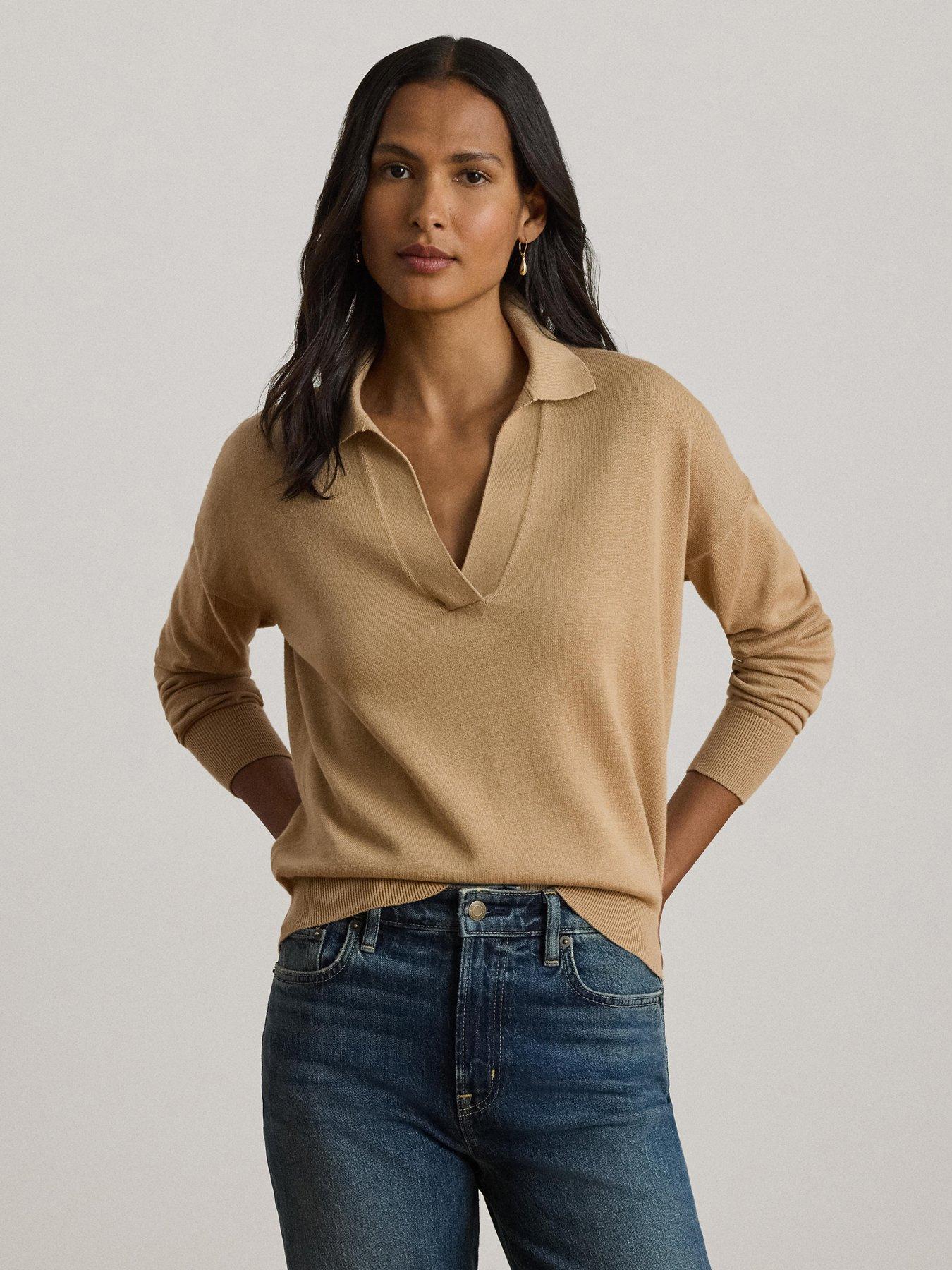 Lauren by Ralph Lauren Cotton-Modal Polo Jumper - Birch Tan