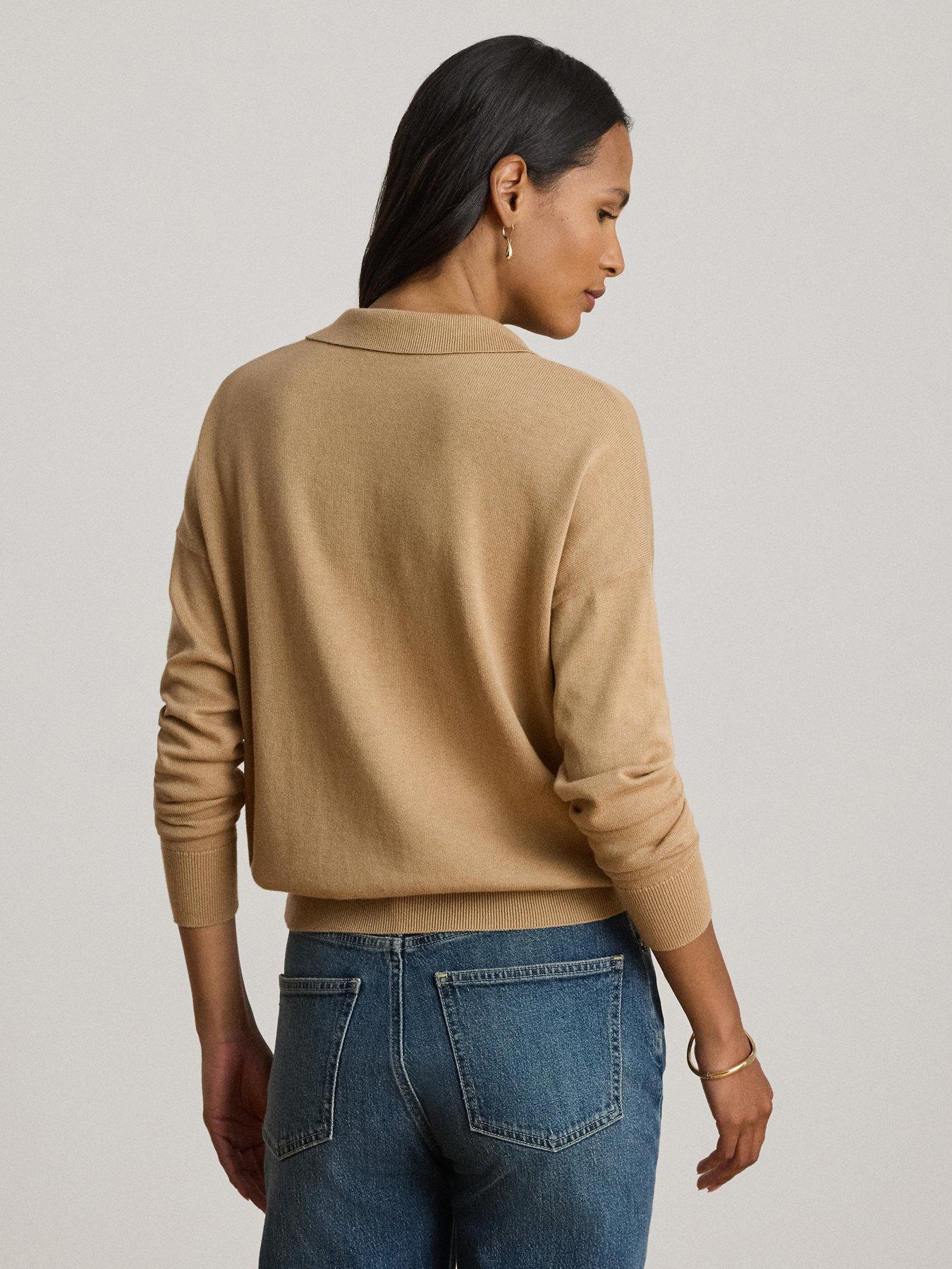 Image 2 of 3 of Lauren by Ralph Lauren Cotton-Modal Polo Jumper - Birch Tan
