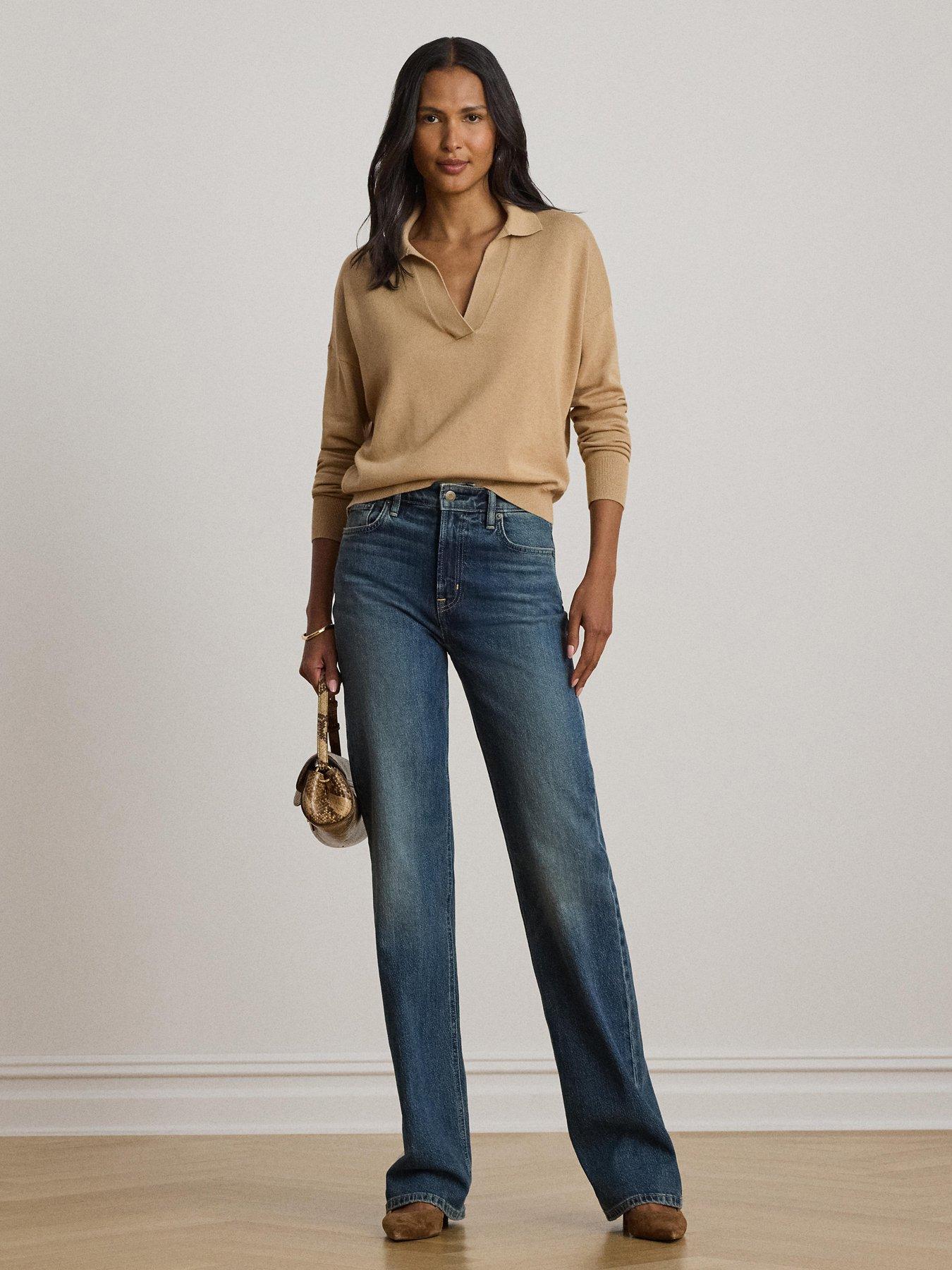 Image 3 of 3 of Lauren by Ralph Lauren Cotton-Modal Polo Jumper - Birch Tan