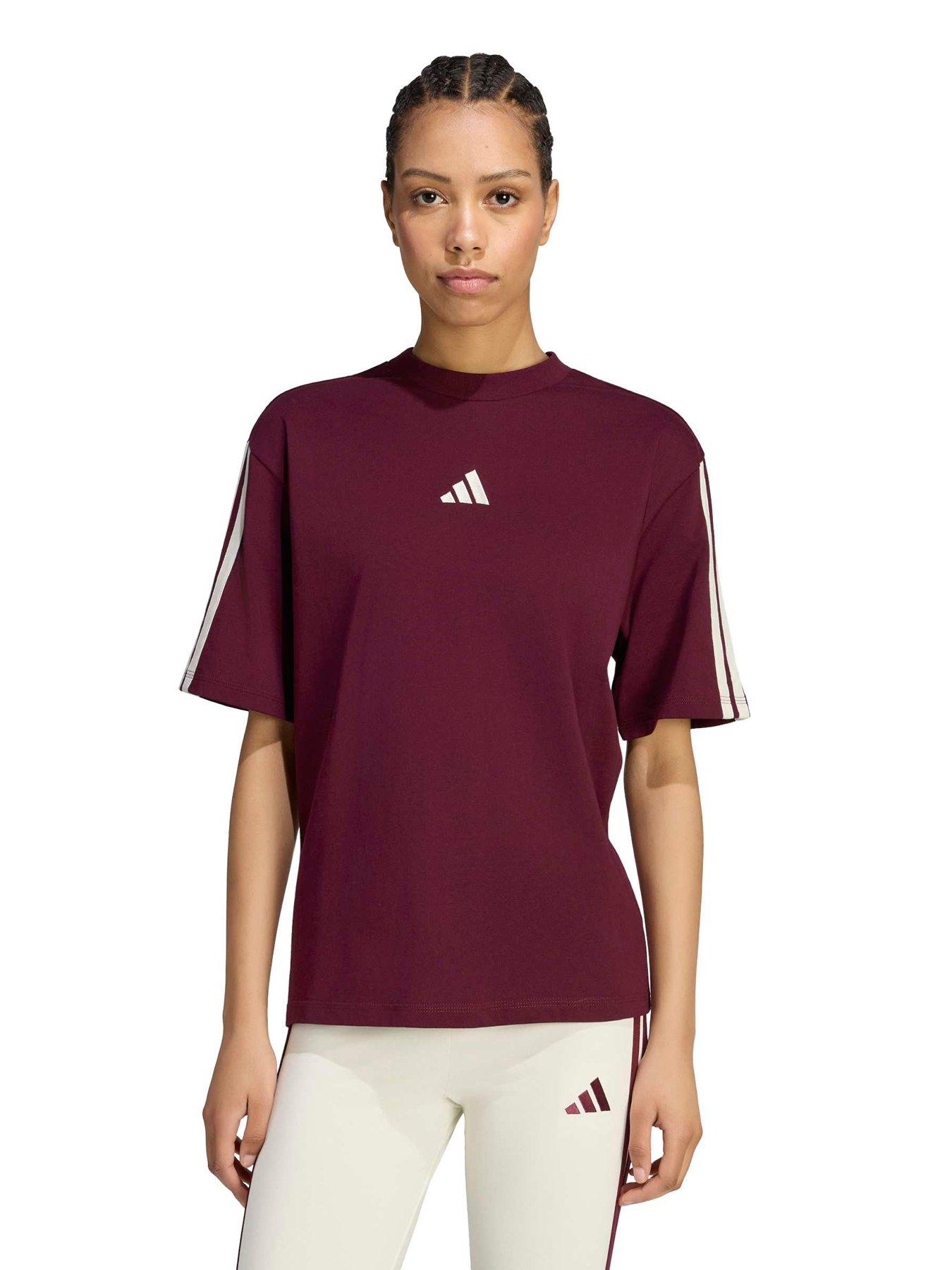 Image 1 of 5 of adidas Sportswear Womens Essentials 3-stripes Boyfriend T-shirt - Red