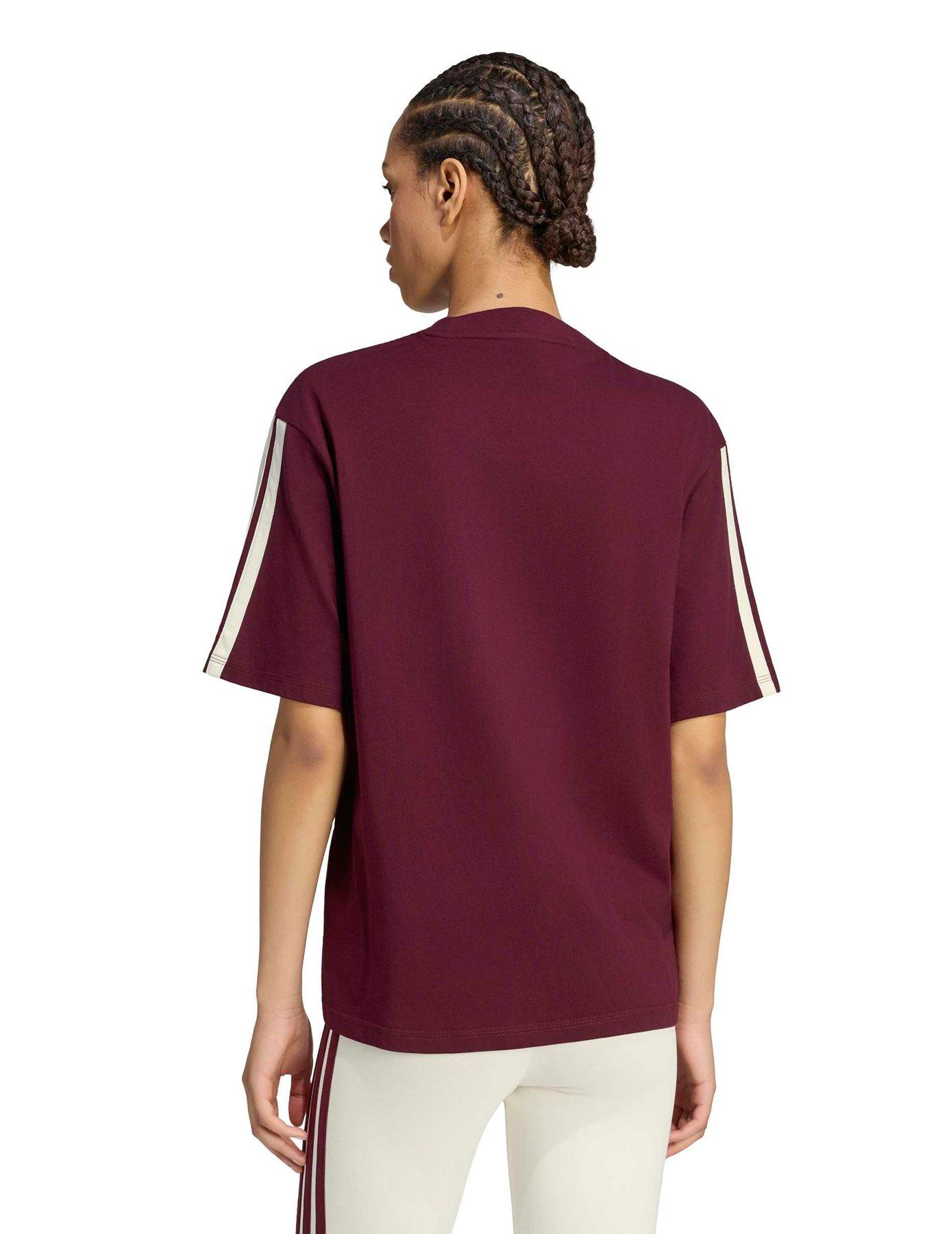 Image 2 of 5 of adidas Sportswear Womens Essentials 3-stripes Boyfriend T-shirt - Red