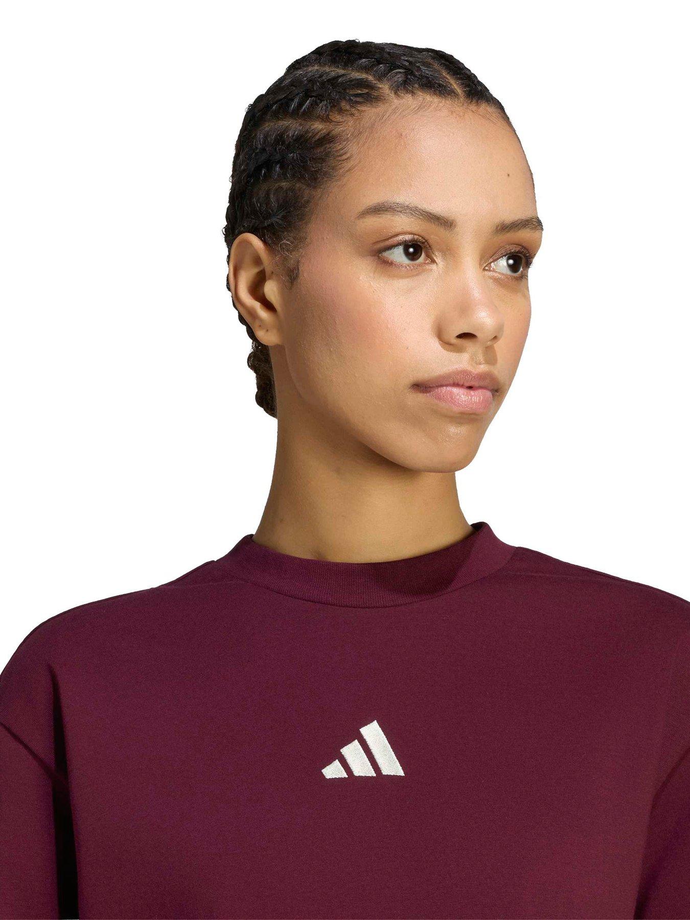 Image 4 of 5 of adidas Sportswear Womens Essentials 3-stripes Boyfriend T-shirt - Red