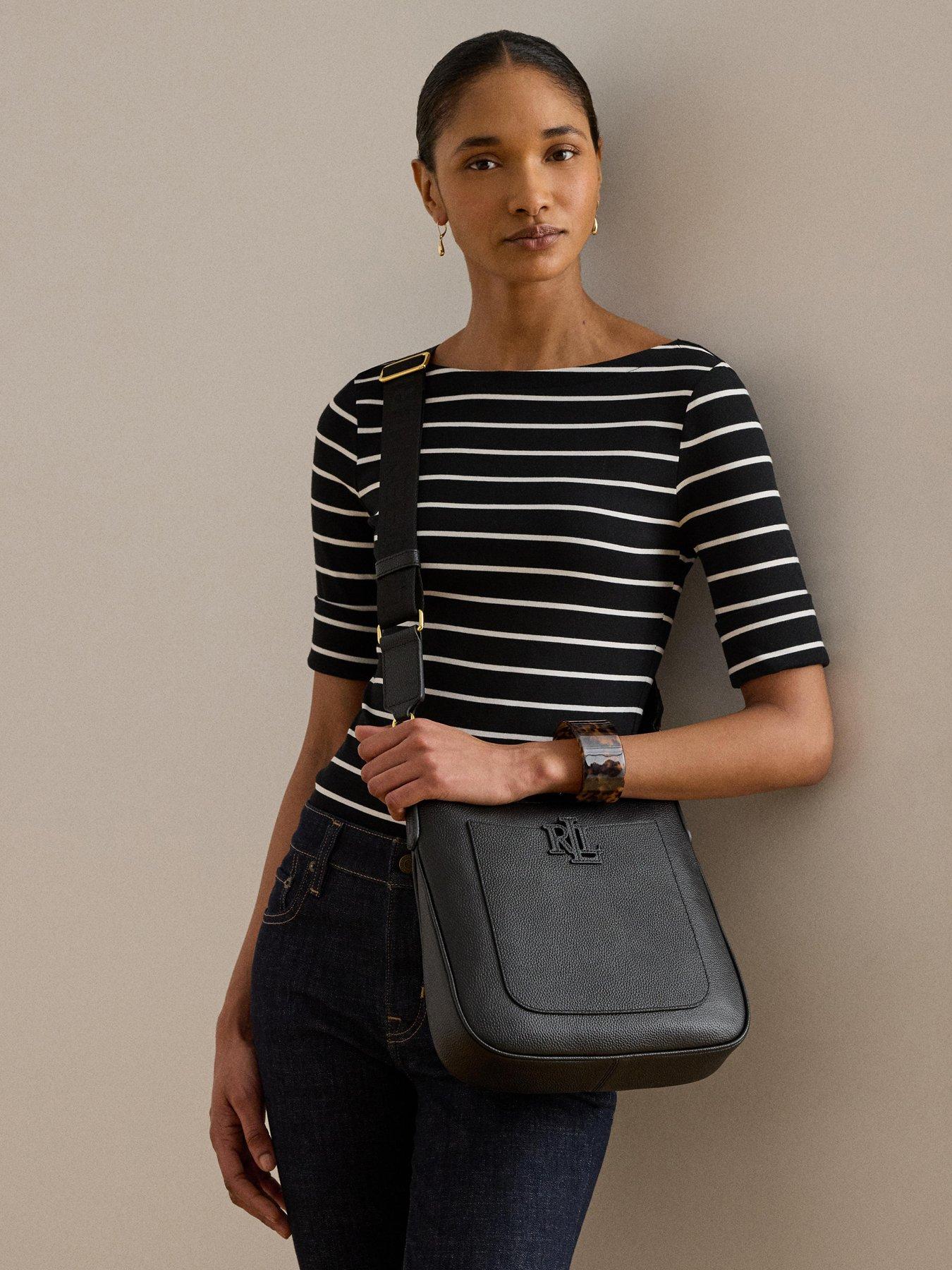 Lauren by Ralph Lauren Pebbled Leather Small Cameryn Crossbody - Black