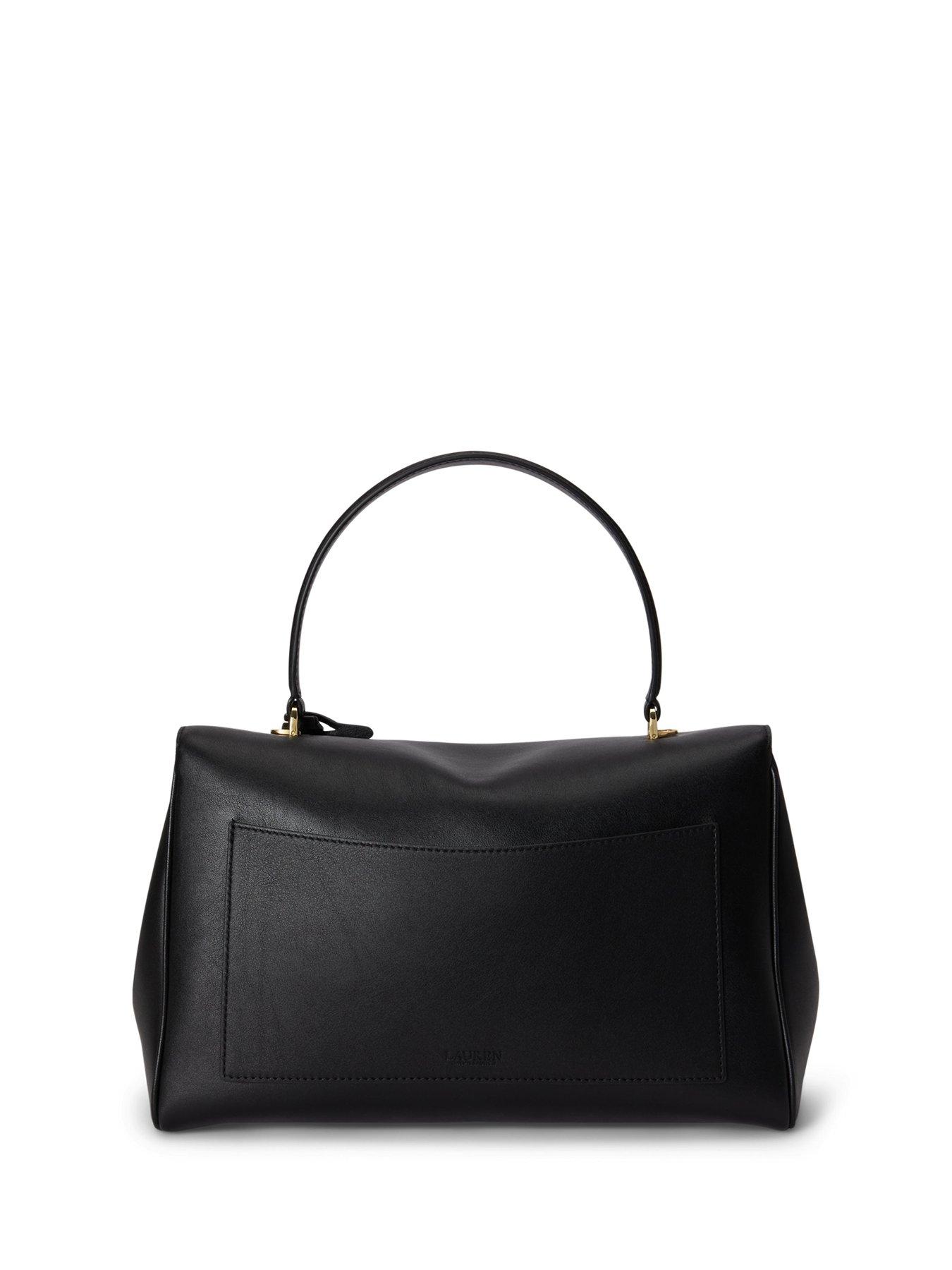 Image 2 of 5 of Lauren by Ralph Lauren Nappa Leather Medium Farrah Soft Satchel - Black