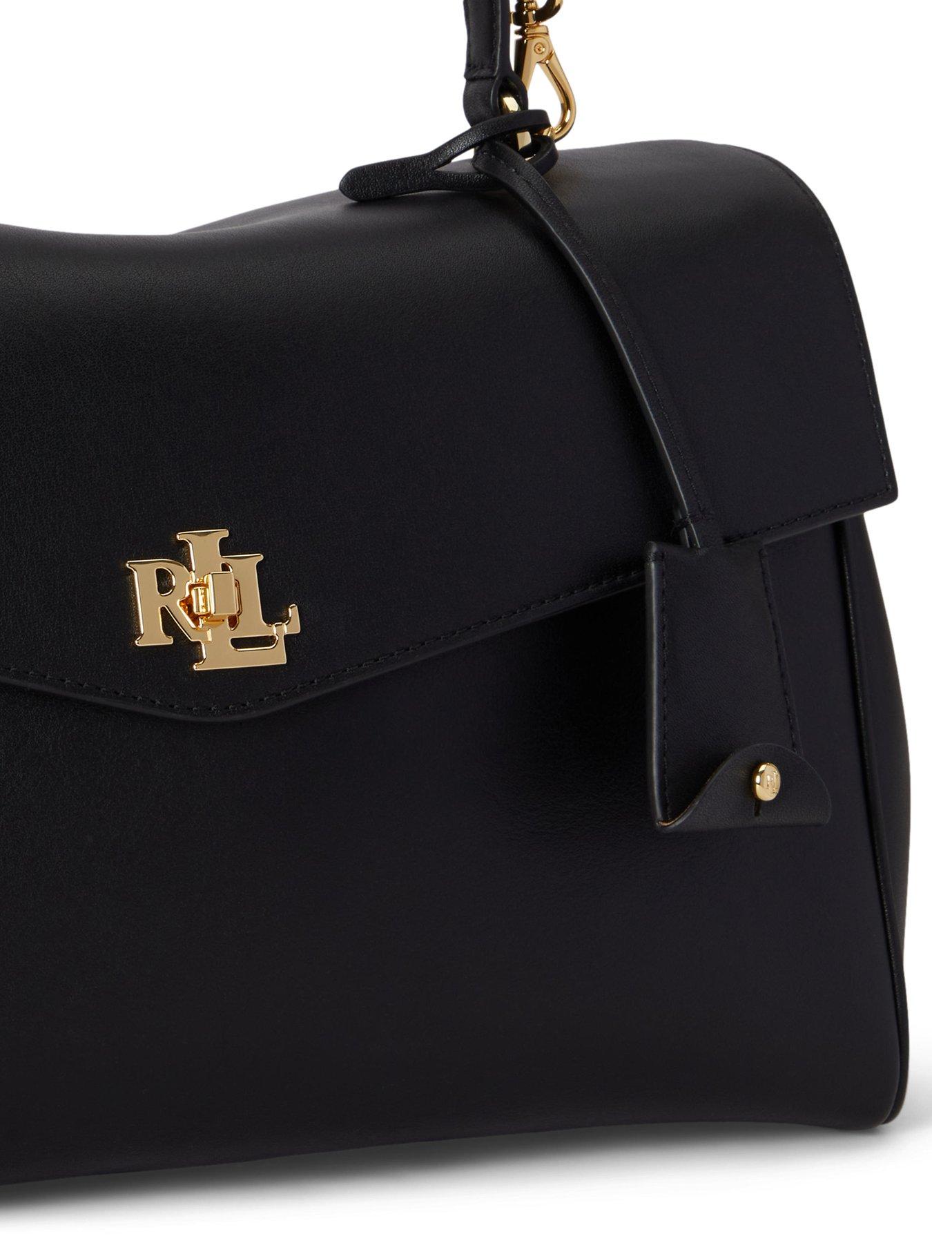 Image 3 of 5 of Lauren by Ralph Lauren Nappa Leather Medium Farrah Soft Satchel - Black