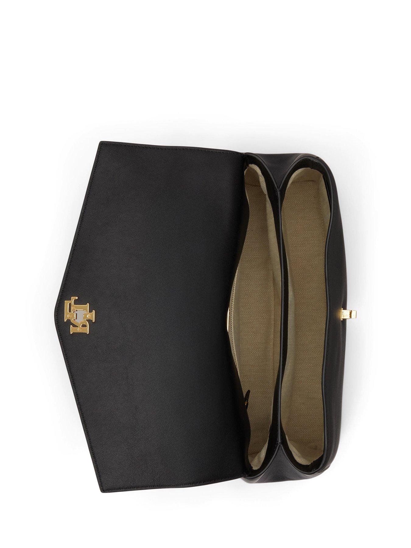 Image 4 of 5 of Lauren by Ralph Lauren Nappa Leather Medium Farrah Soft Satchel - Black