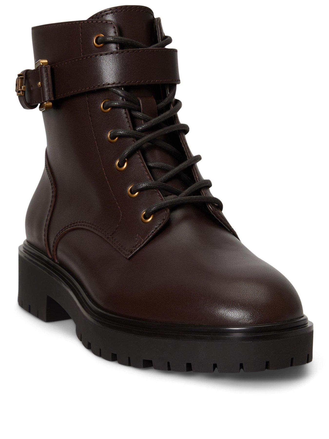 Image 2 of 4 of Lauren by Ralph Lauren Allyson Calfskin Logo&nbsp;Keeper Bootie - Brown