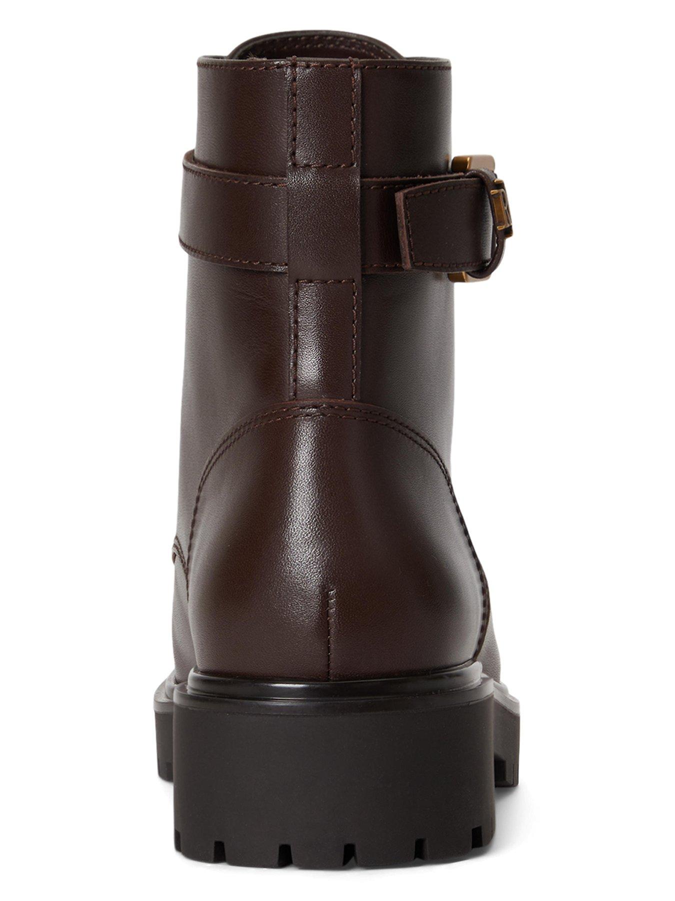 Image 4 of 4 of Lauren by Ralph Lauren Allyson Calfskin Logo&nbsp;Keeper Bootie - Brown