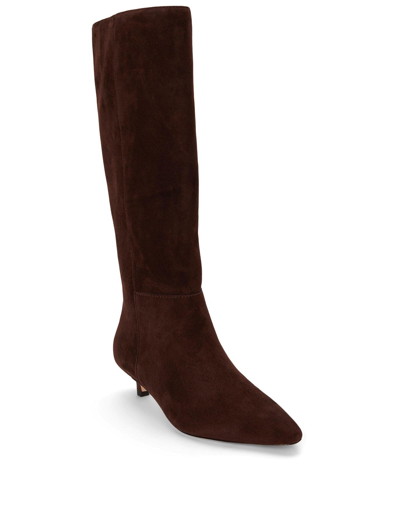 Image 2 of 3 of Lauren by Ralph Lauren Francesca Sheep-Suede Heeled Tall Boots - Brown