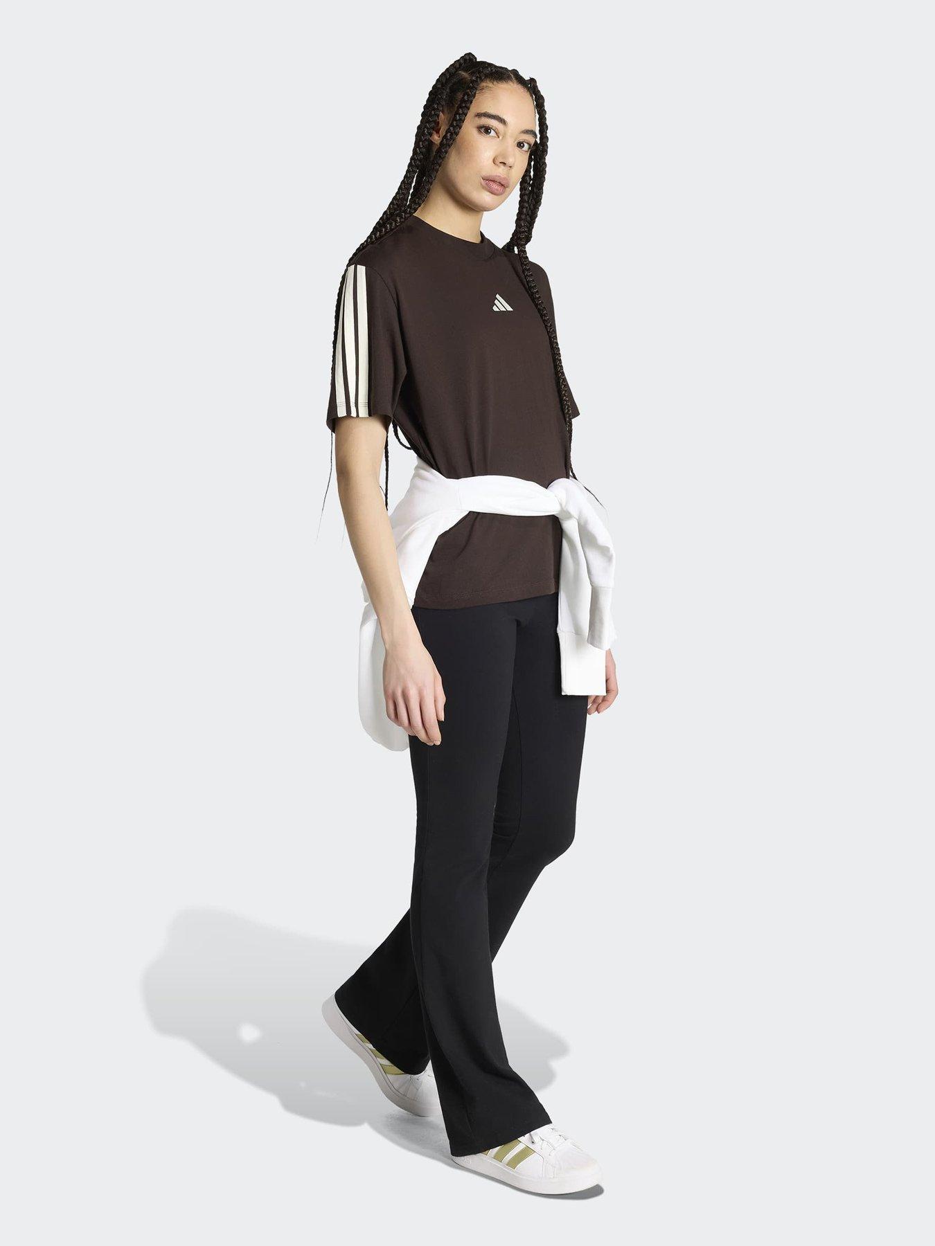 Image 3 of 6 of adidas Sportswear Women's Essentials 3-Stripe T-Shirt - Brown