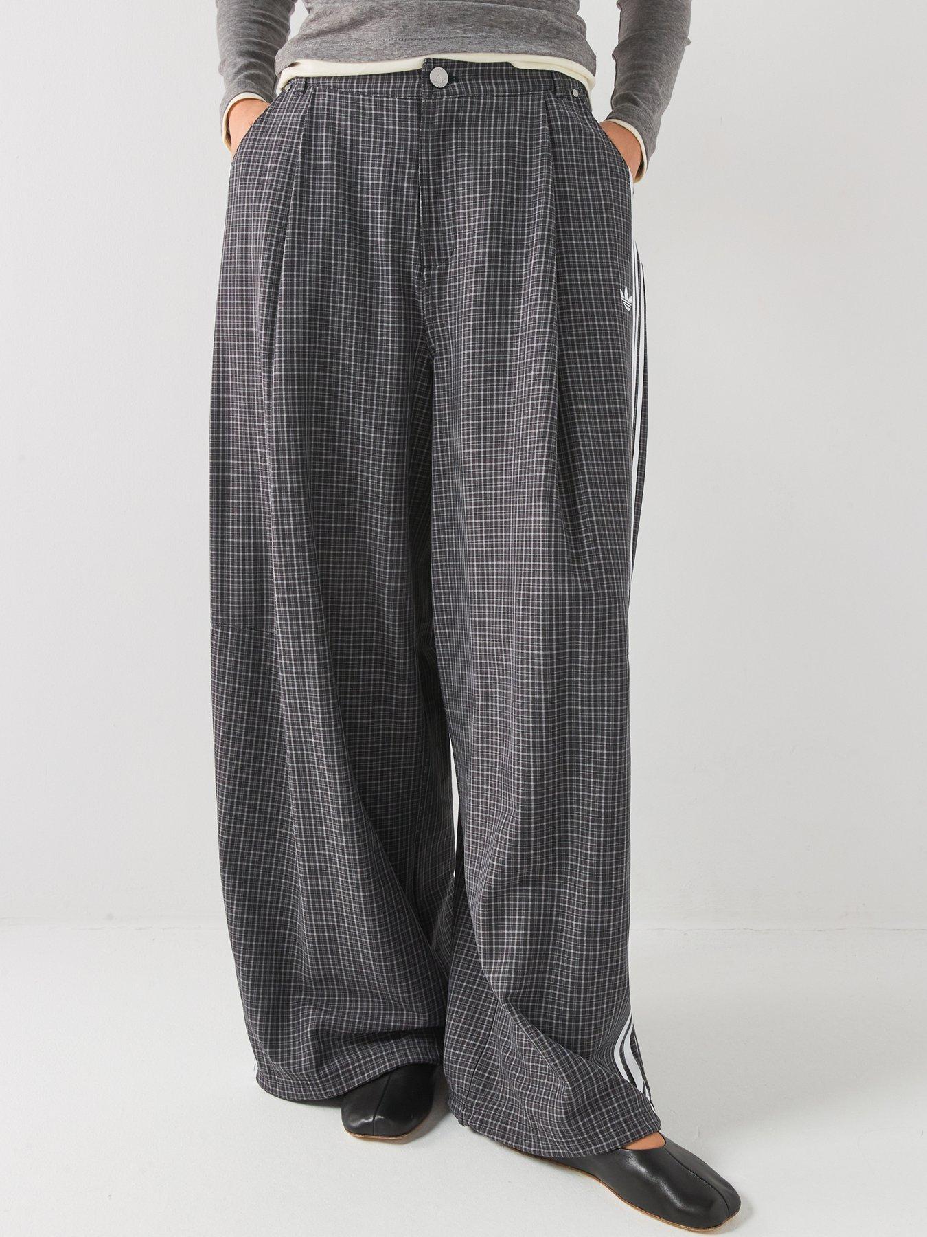 Image 1 of 6 of adidas Originals Womens Check Loose Fit Track Pants - Grey