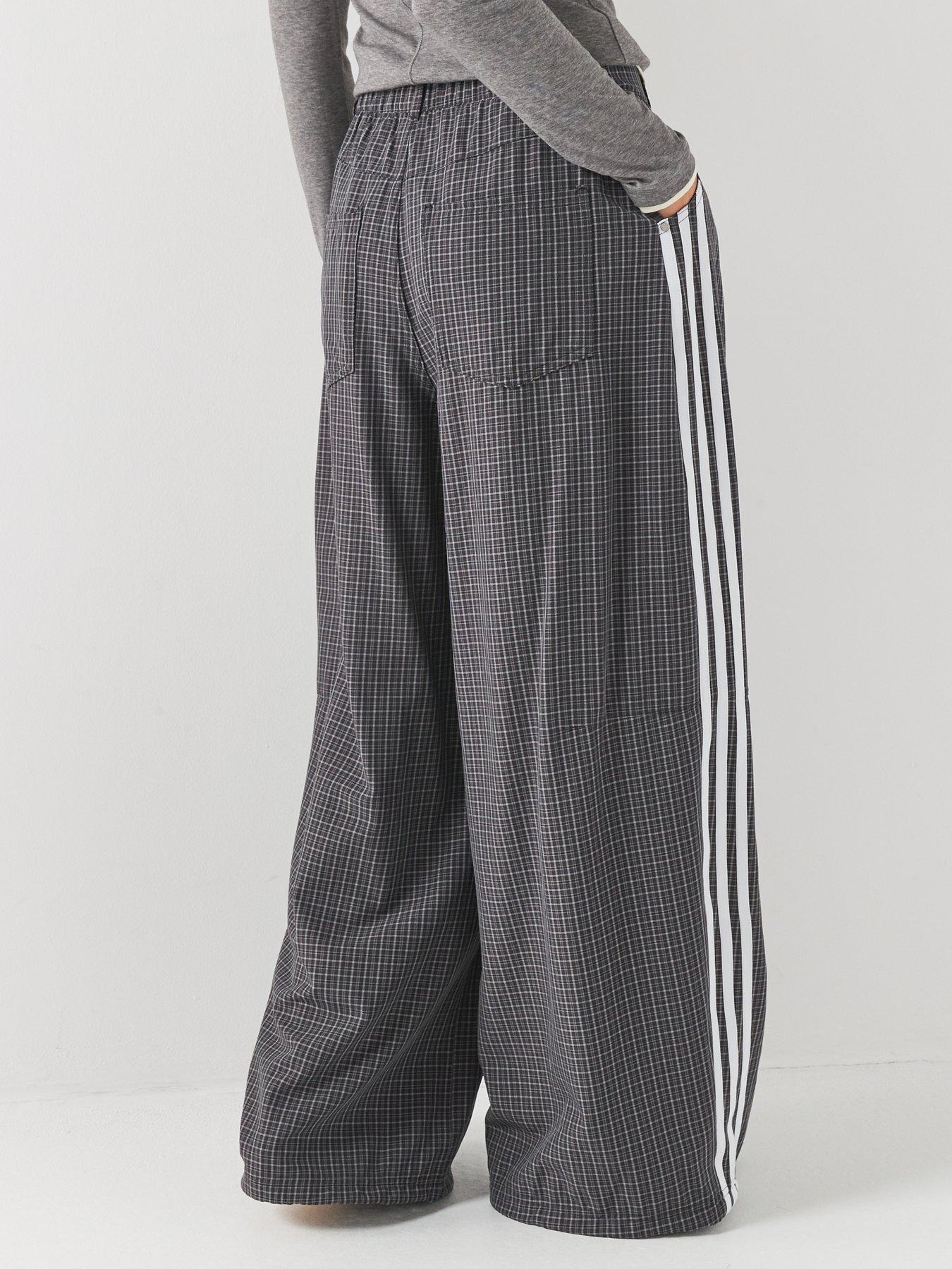 Image 2 of 6 of adidas Originals Womens Check Loose Fit Track Pants - Grey