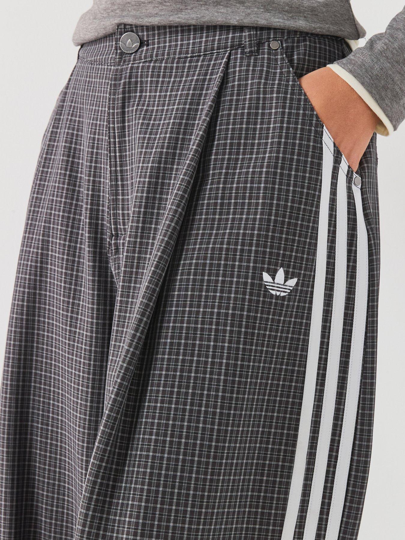Image 5 of 6 of adidas Originals Womens Check Loose Fit Track Pants - Grey