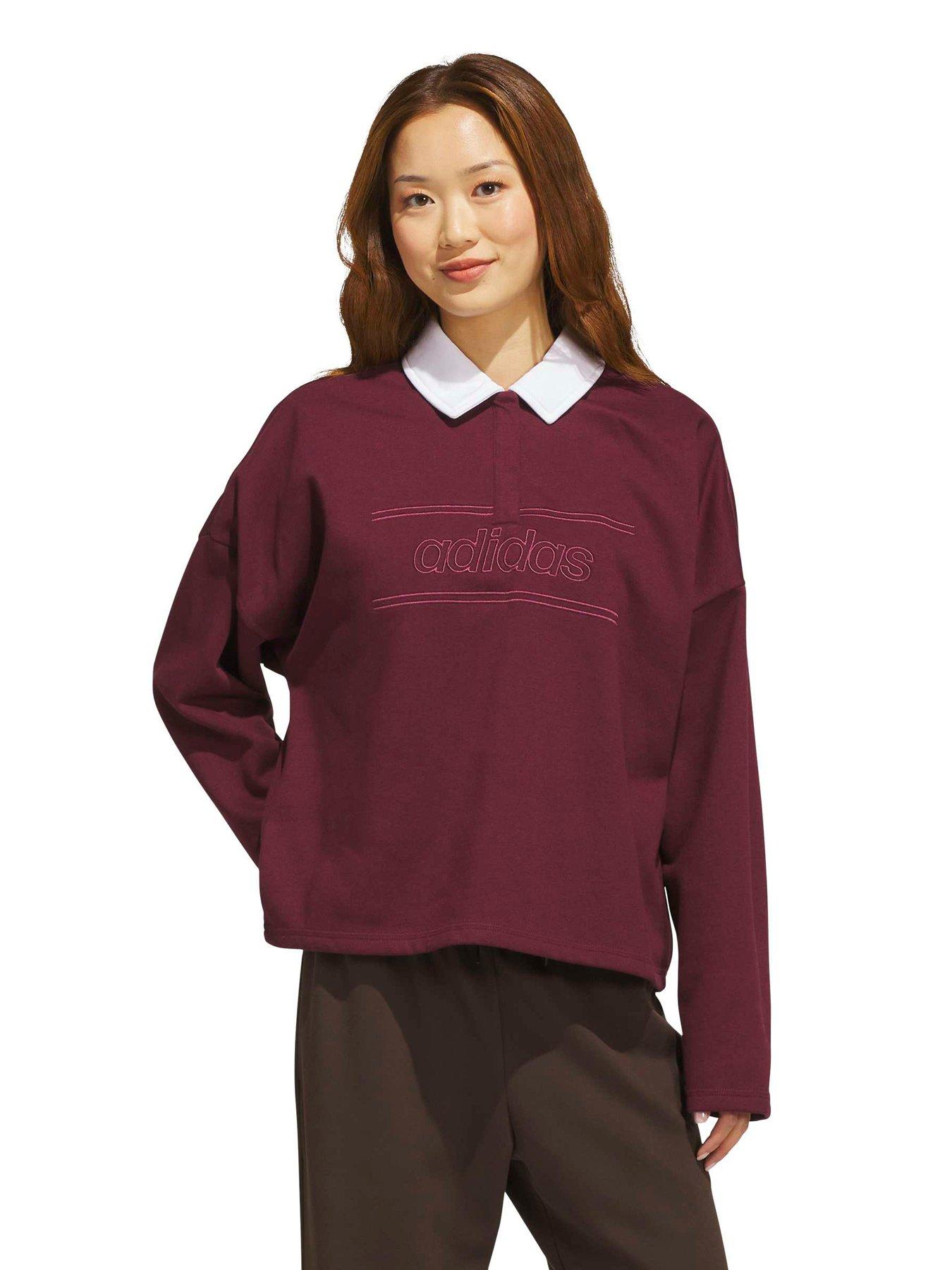 Image 1 of 5 of adidas Sportswear Womens Elevated Everyday Polo Sweatshirt - Burgundy