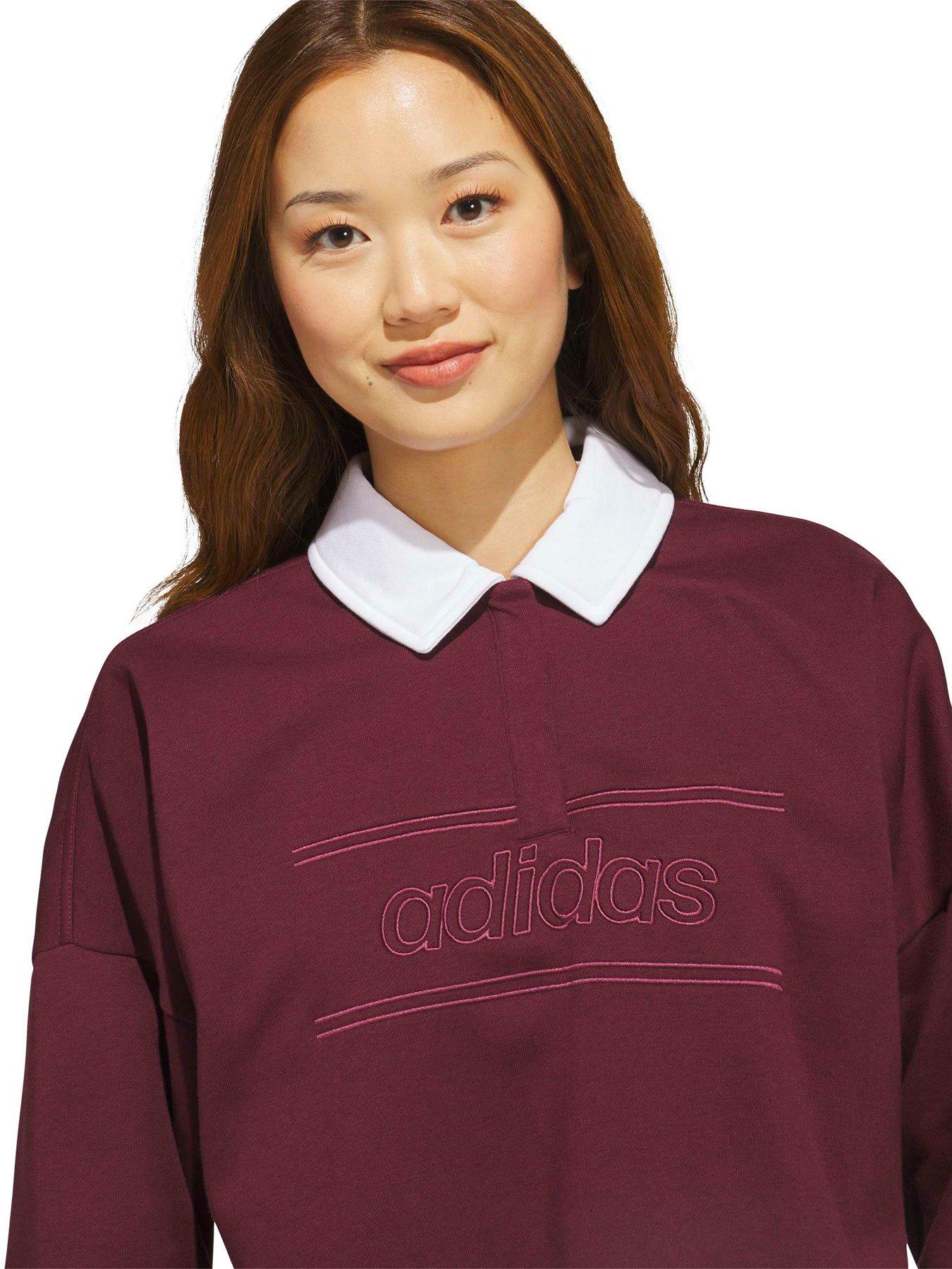Image 4 of 5 of adidas Sportswear Womens Elevated Everyday Polo Sweatshirt - Burgundy