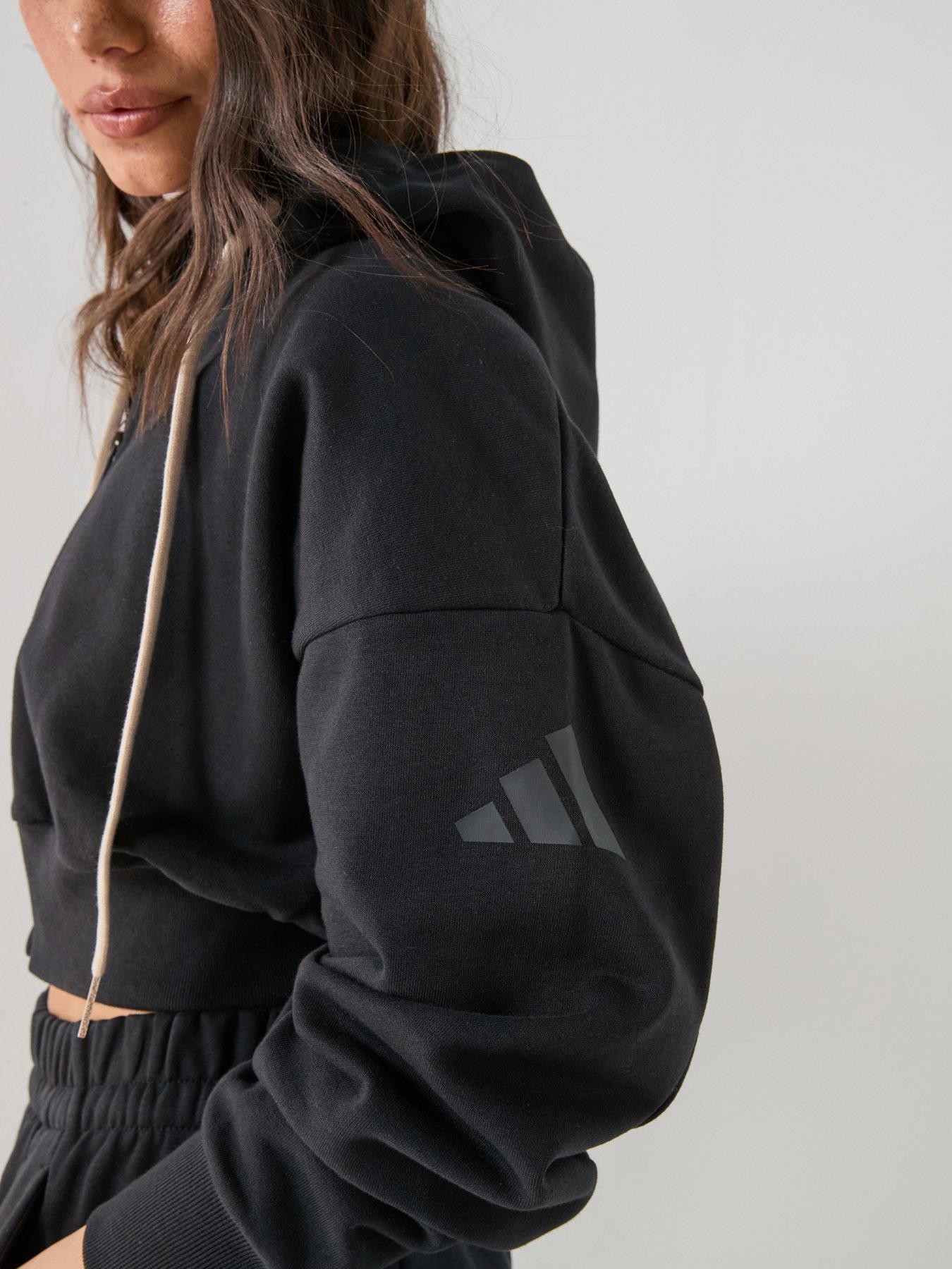 Image 4 of 5 of adidas Sportswear Womens Essentials Fleece Full Zip Hooded Jacket - Black