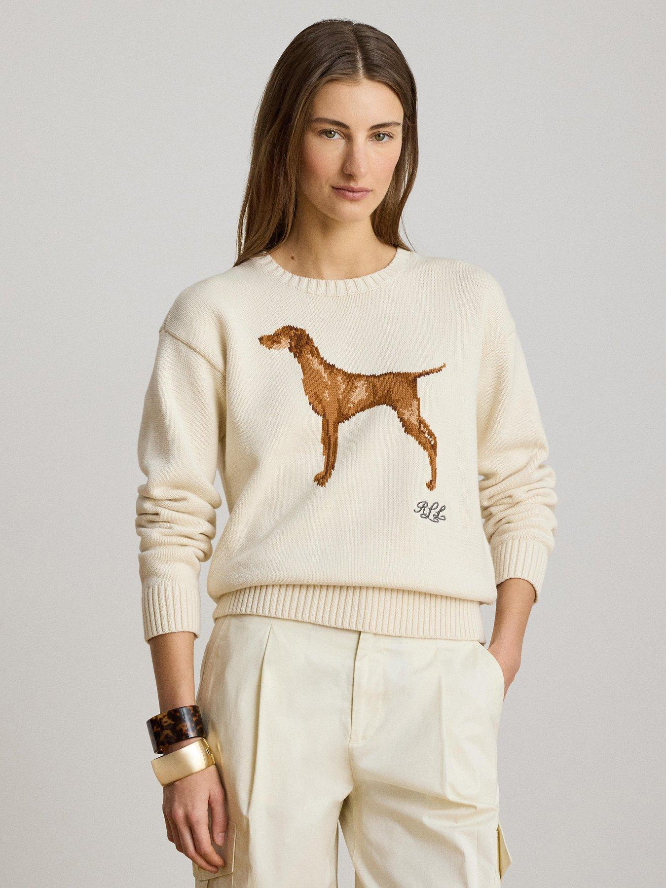 Lauren by Ralph Lauren Intarsia-Knit Vizsla Cotton Jumper - Mascarpone Cream Multi