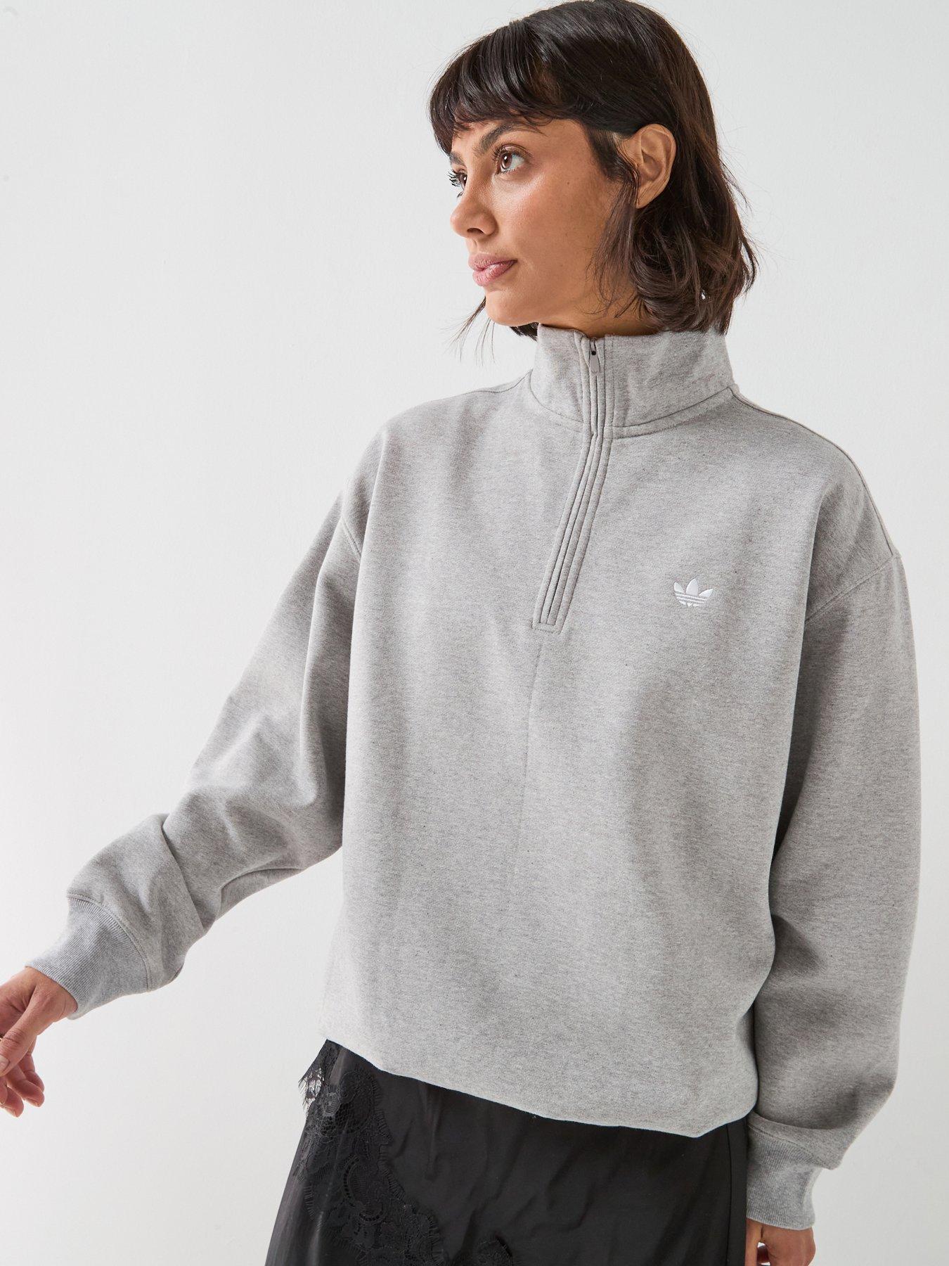 Image 1 of 6 of adidas Originals Women's Essentials Half Zip Sweatshirt - Grey