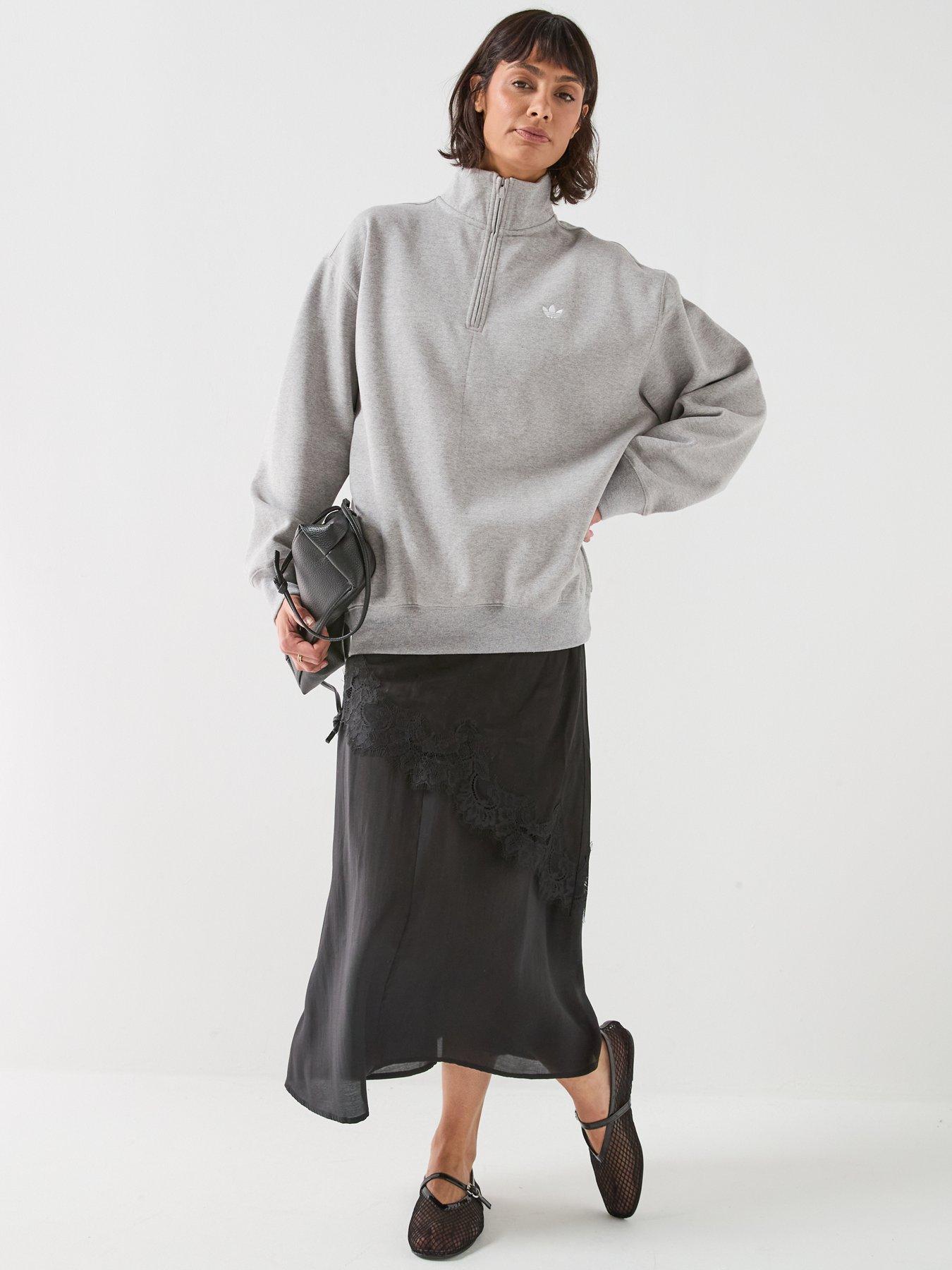 Image 3 of 6 of adidas Originals Women's Essentials Half Zip Sweatshirt - Grey